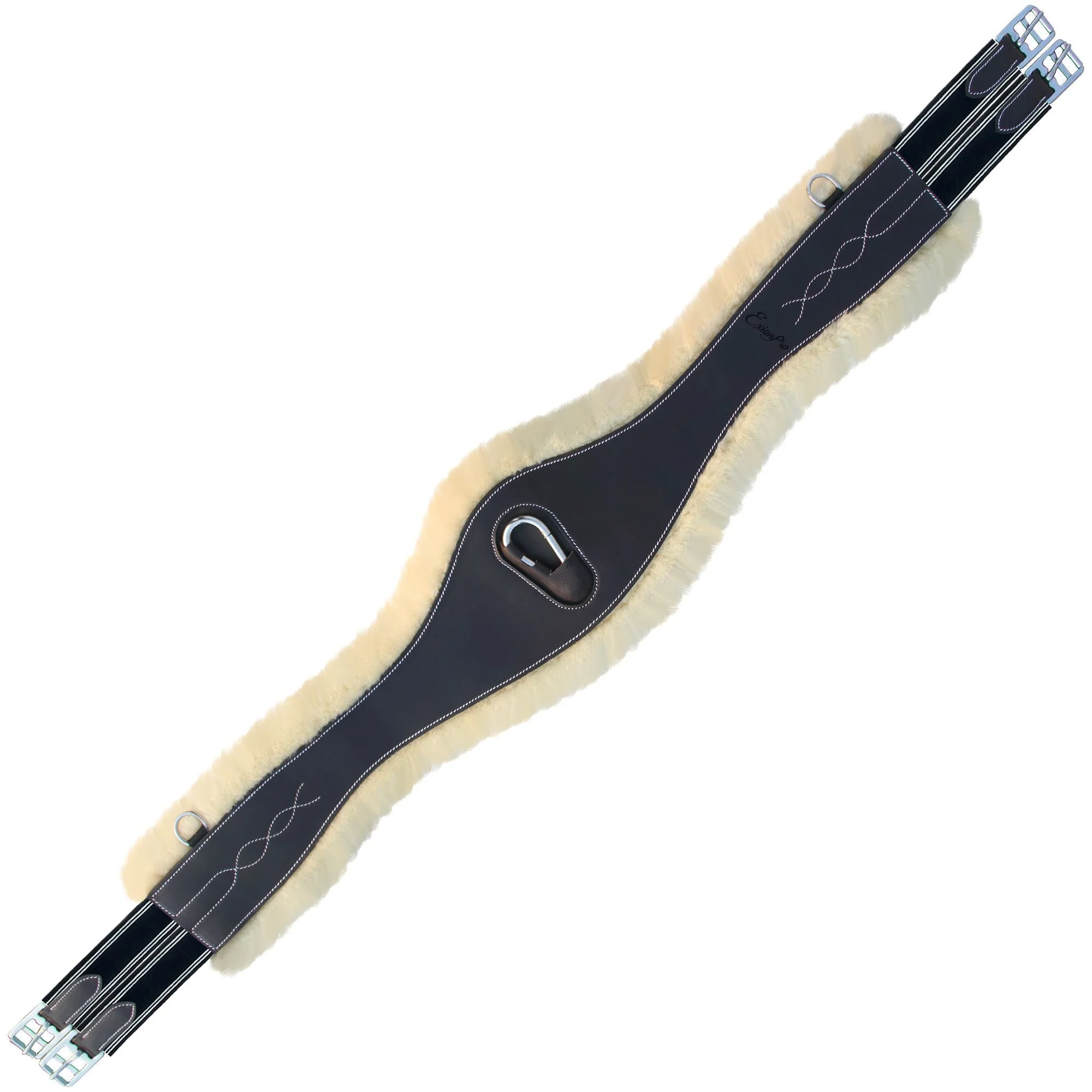 ExionPro Fancy Stitched Snap Over Lay Girth - Navy Blue Elastic with White Lines - Image 2