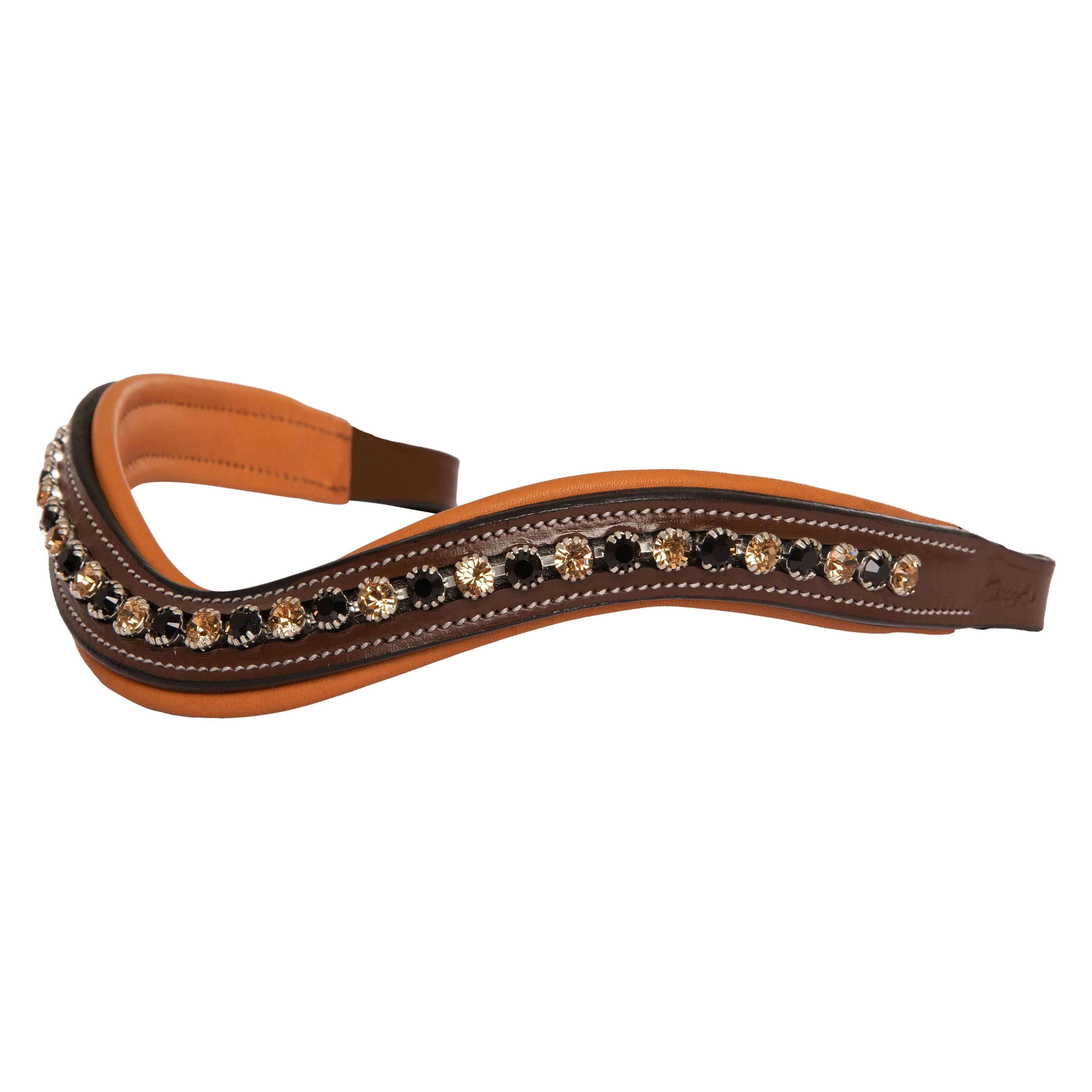 ExionPro Large Dual Coloured Glittering Black, Golden Crystal Browband - Image 3
