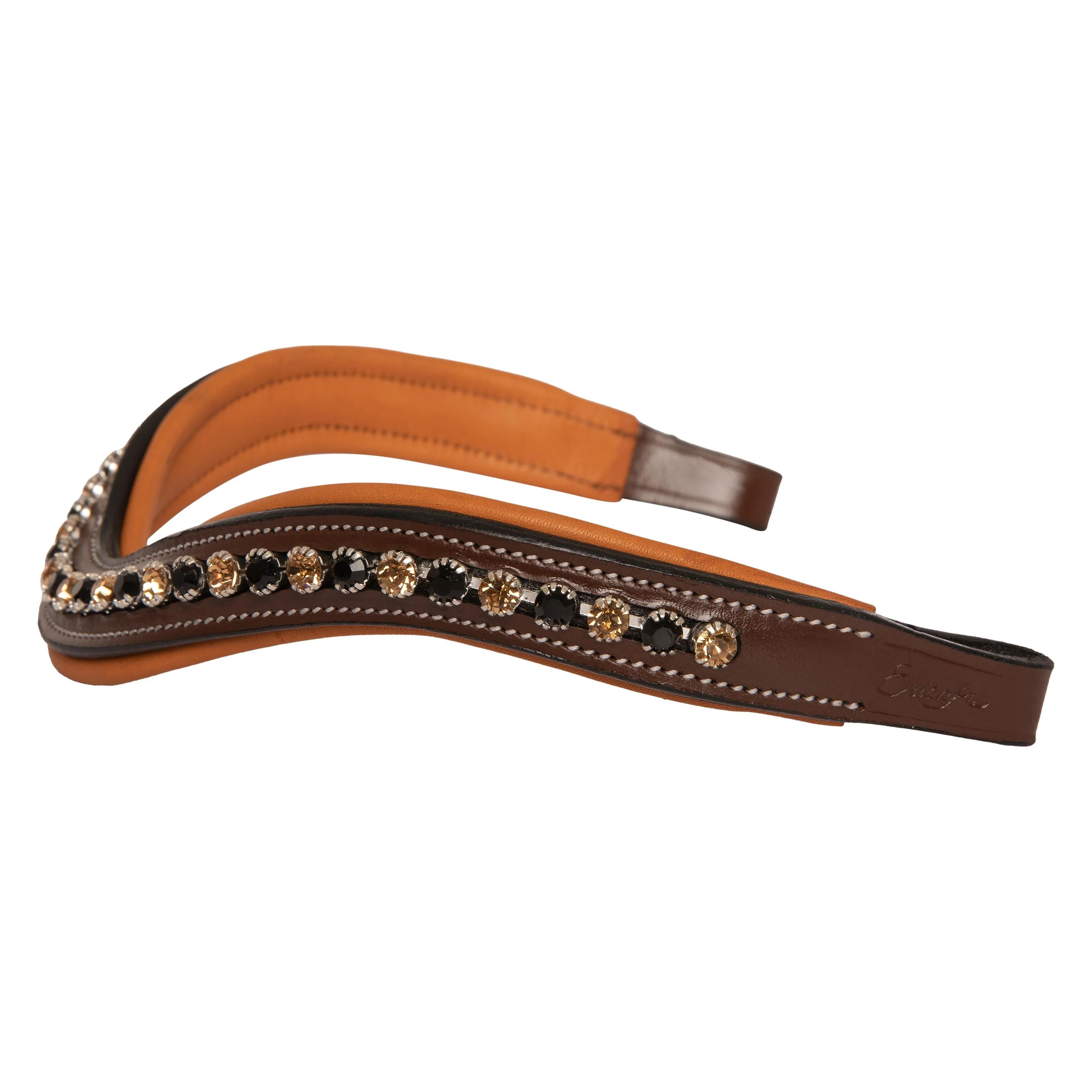 ExionPro Large Dual Coloured Glittering Black, Golden Crystal Browband - Image 4