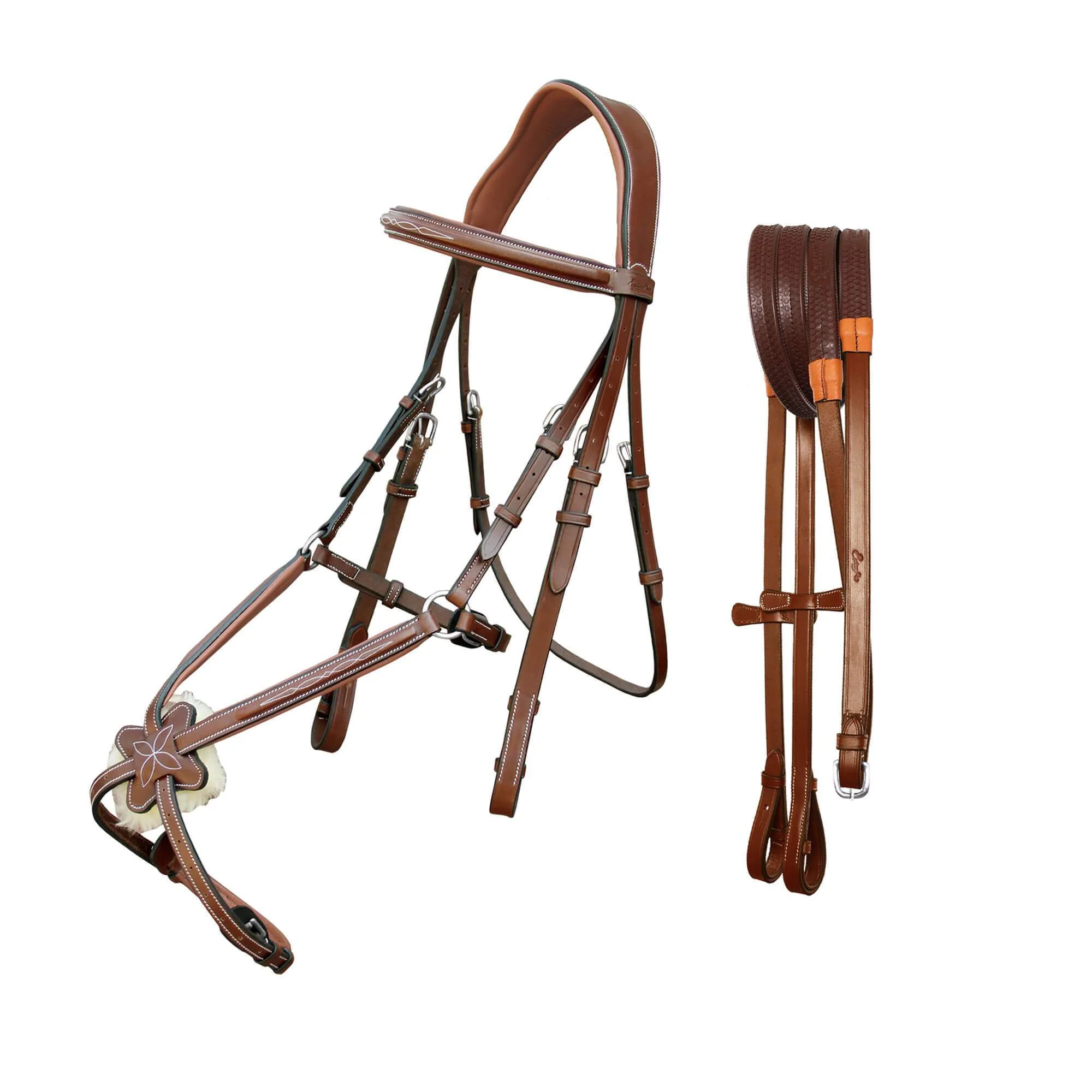 ExionPro Padded Ear Free Monocrown Crown Piece Figure 8 Bridle & Reins - Image 3