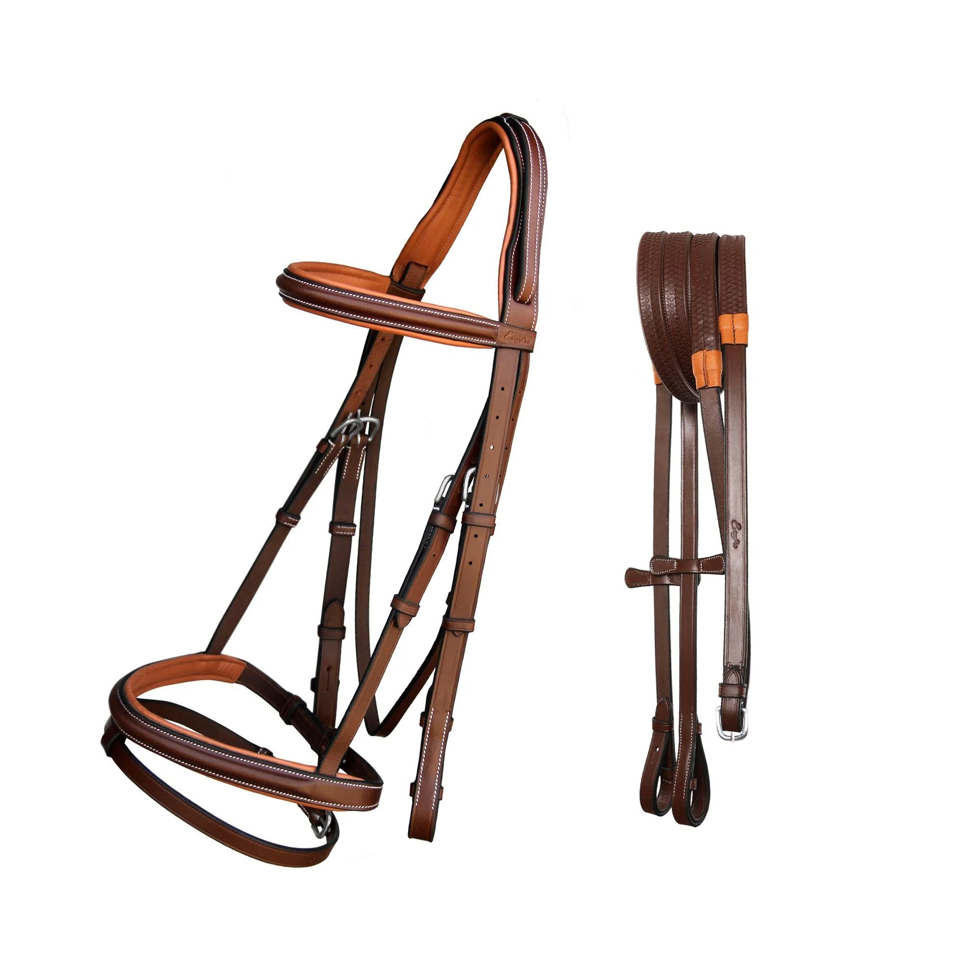ExionPro Pressure Relief Crown Raised Padded Jumping Bridle with Reins - Image 3