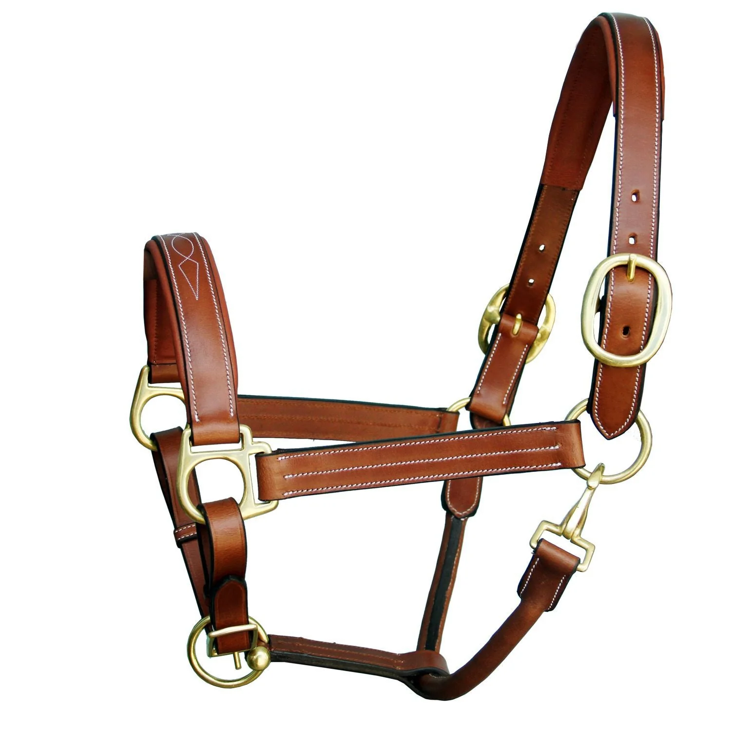 ExionPro Triple Stitched Leather Halter - Brass Hardware - Image 4
