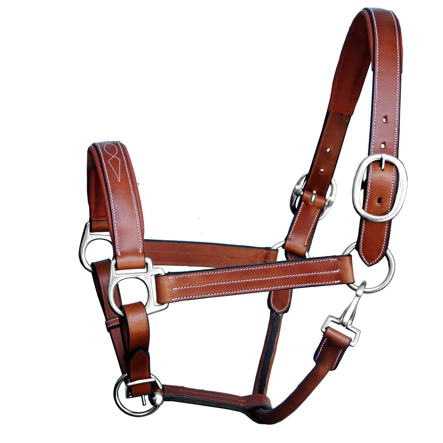 ExionPro Triple Stitched Leather Halter - Brass Nickel Hardware - Image 3
