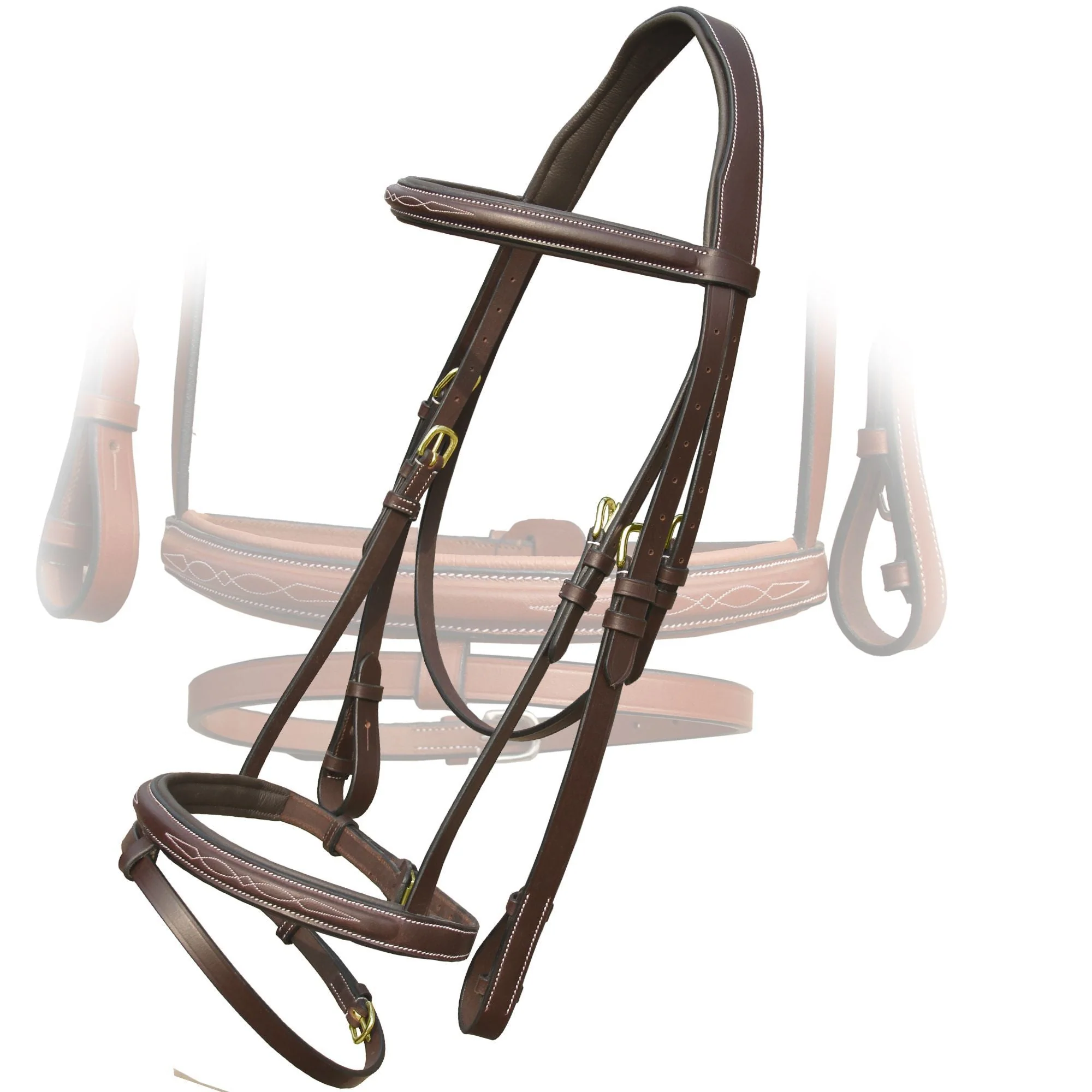 ExionPro Twin Designer Fancy Stitched English Snaffle Bridle with Reins - Image 5