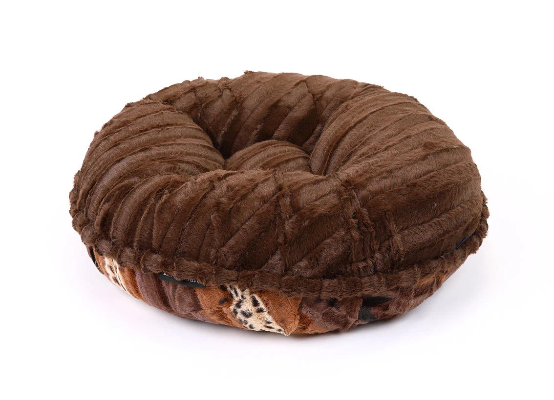 Exotic Fur Brown/Gold & Chocolate Mink Bagel Bed - Image 6