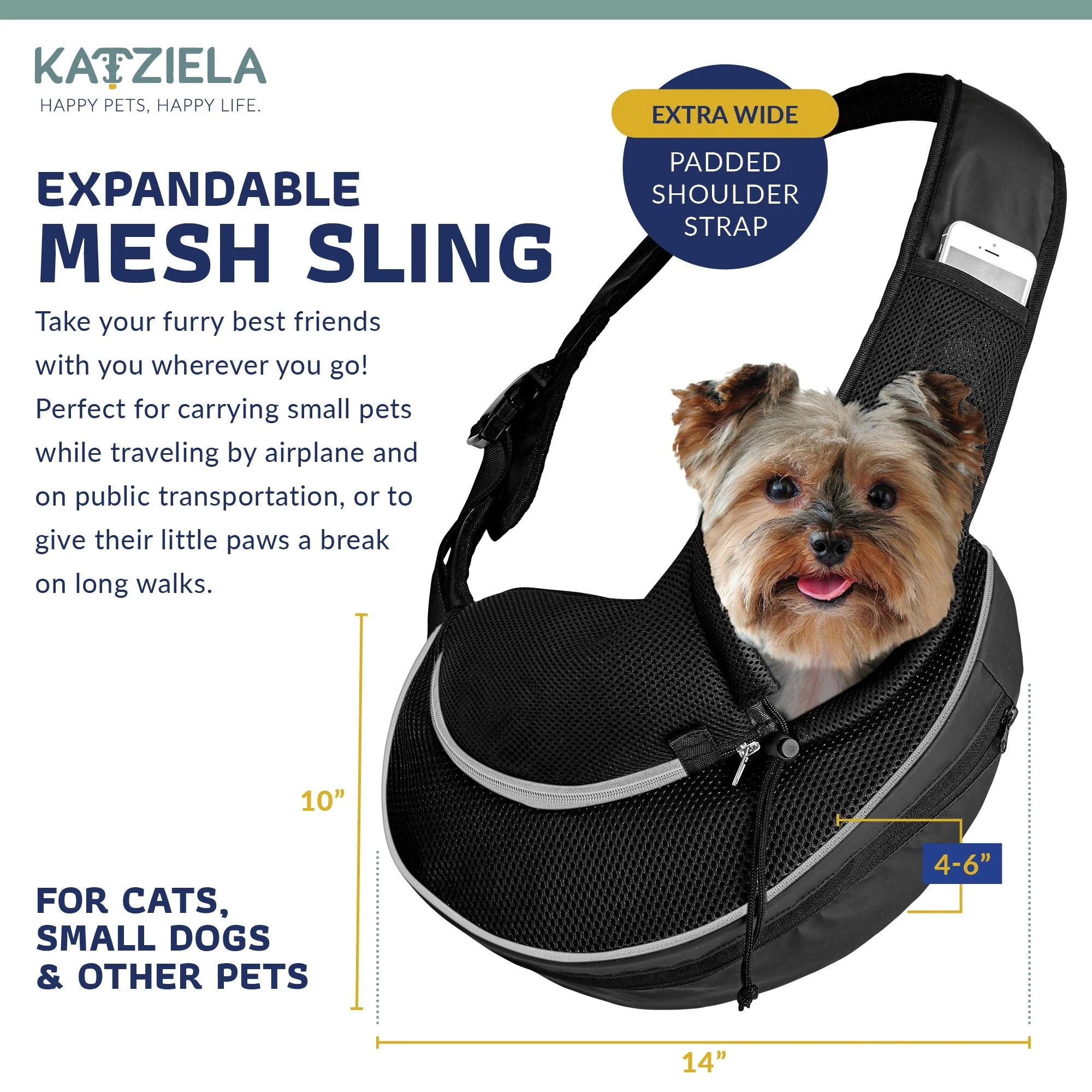 Expandable Sling Bag - Front Shoulder Pet Carrier for Small Dog, Cat and Puppy - Image 9