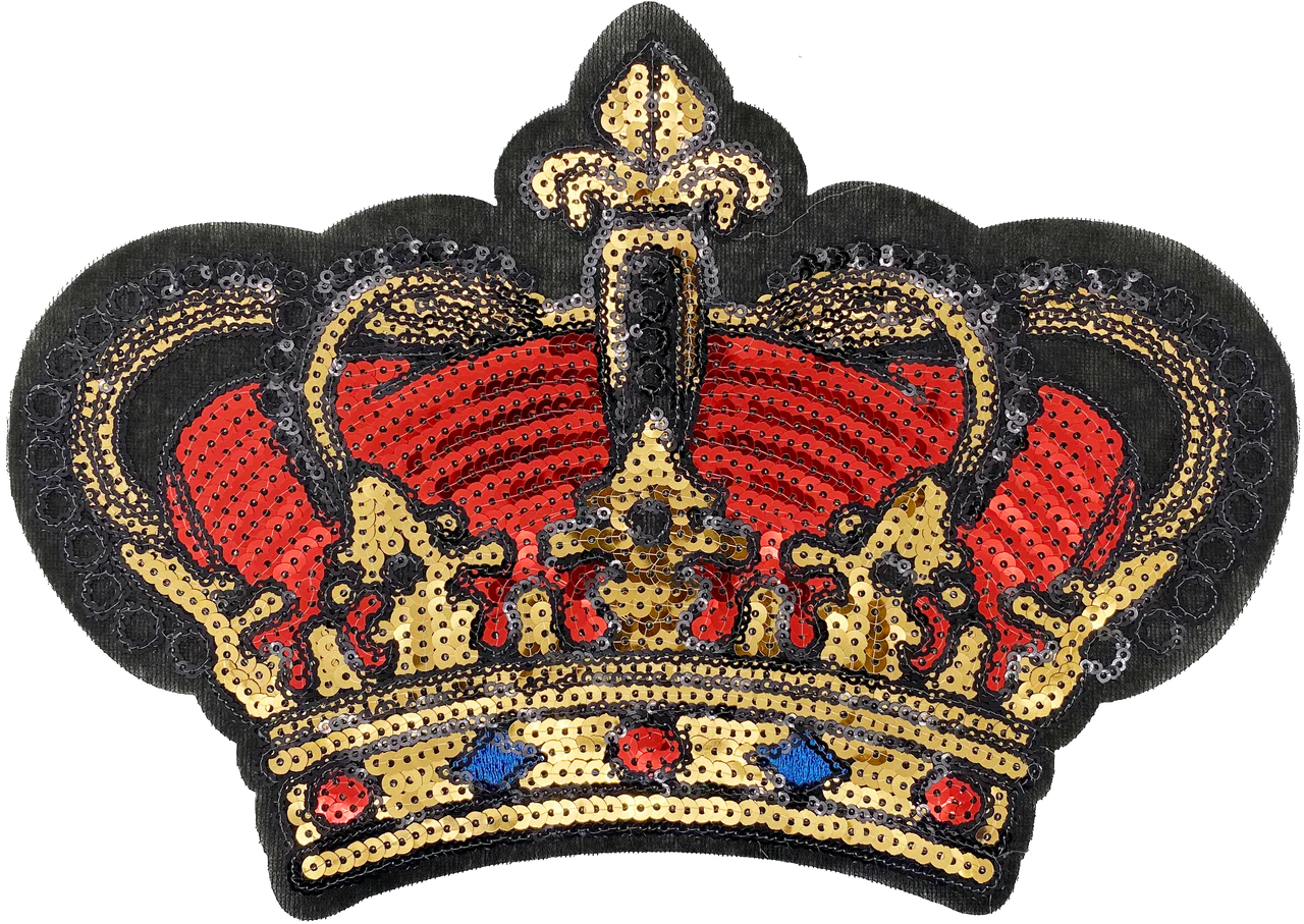 Extra Large Red and Black Sequin Crown - Patch