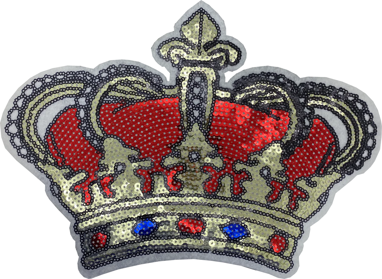 Extra Large Red and White Sequin Crown - Patch