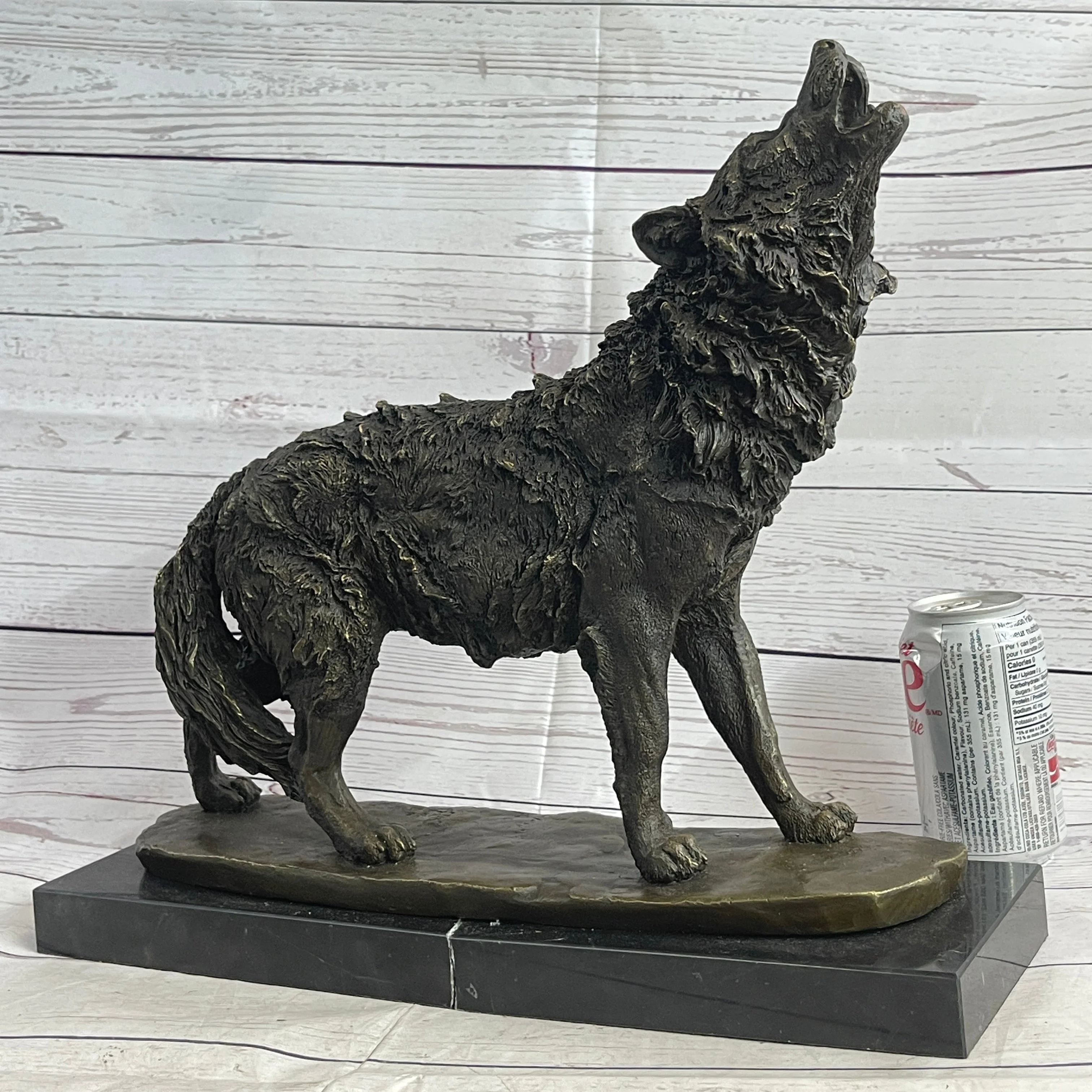 Extra Large Wild Animal Life Wolf Dog Bronze Sculpture Hot Cast Marble Figurine - Image 2