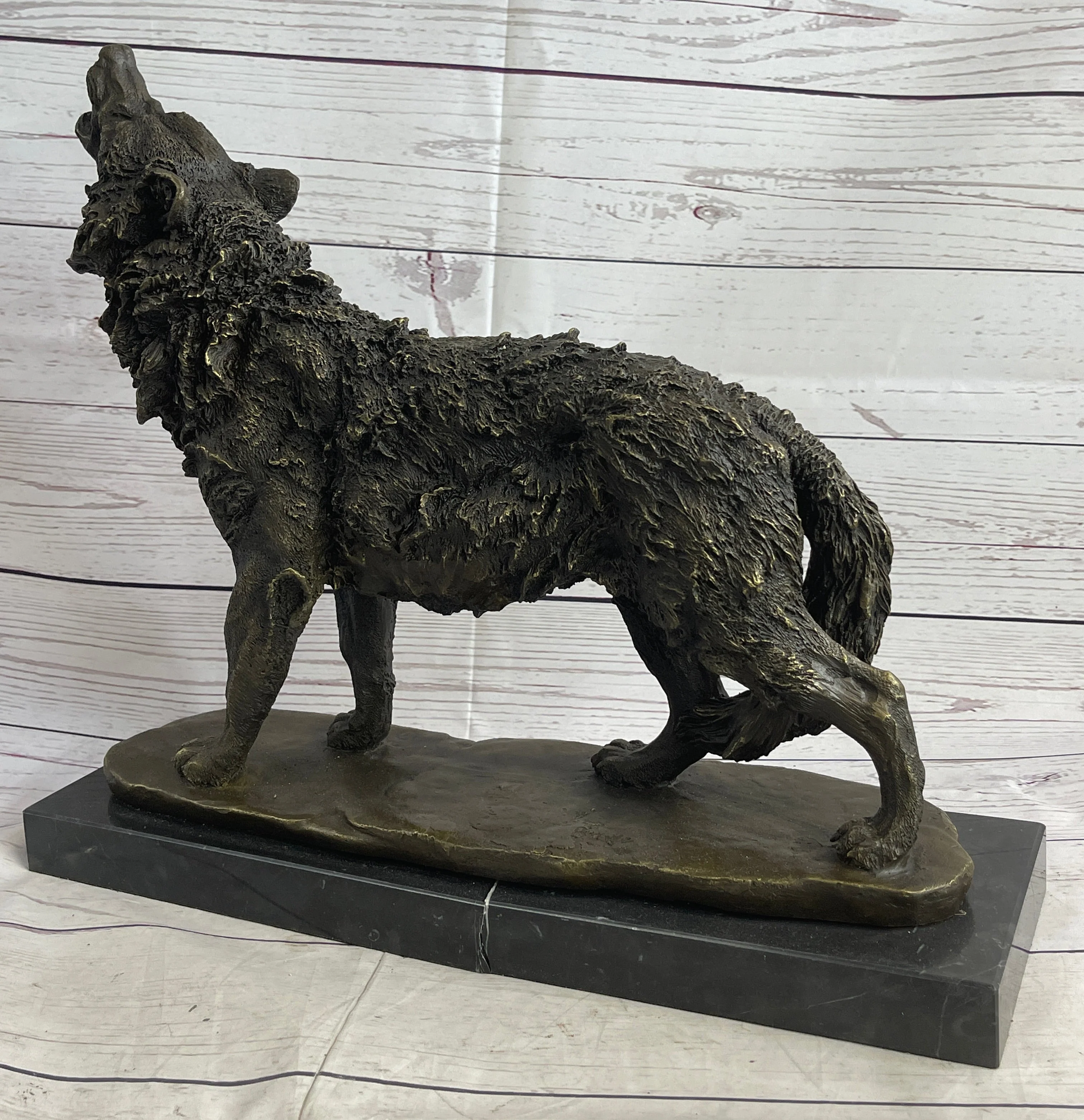 Extra Large Wild Animal Life Wolf Dog Bronze Sculpture Hot Cast Marble Figurine - Image 4