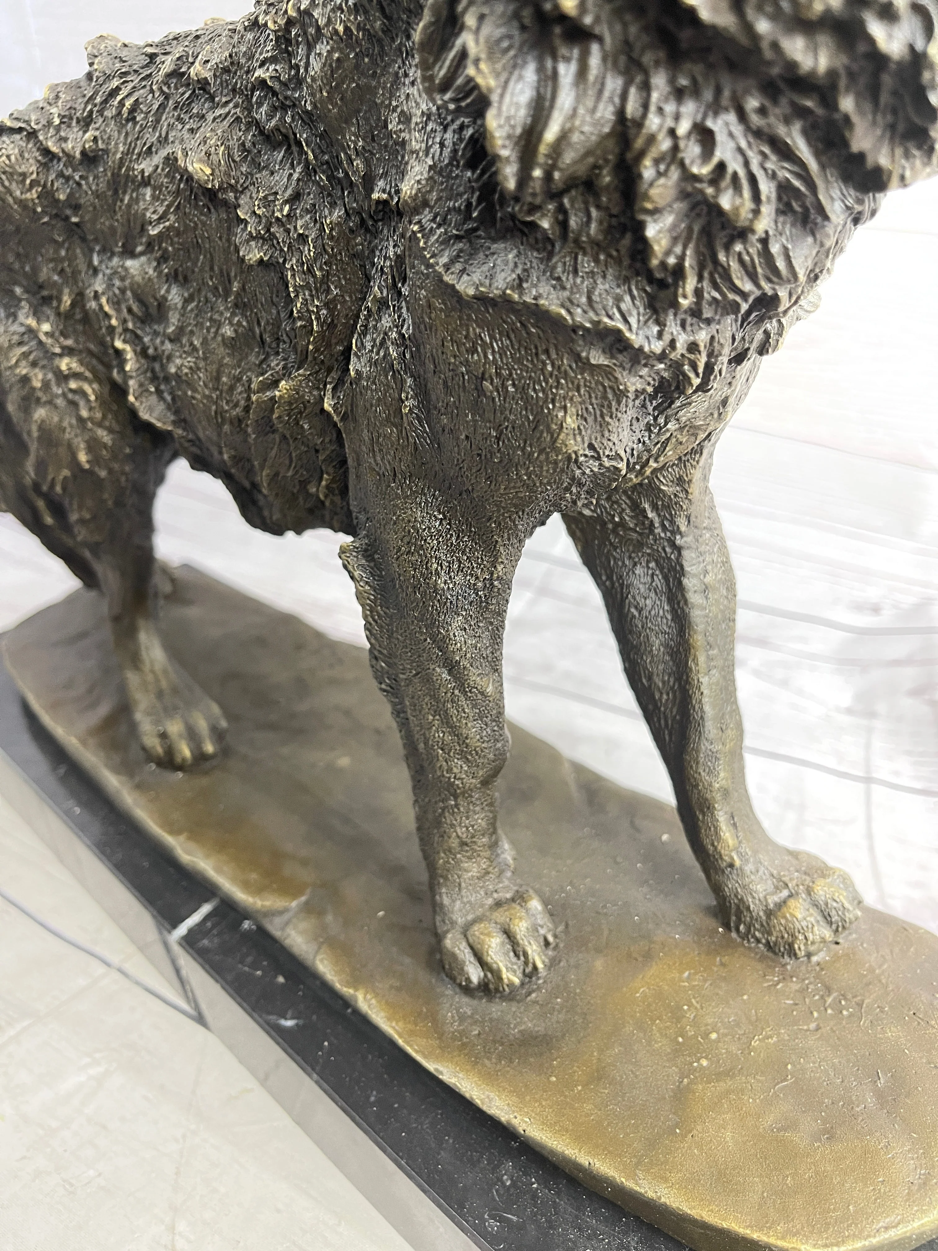 Extra Large Wild Animal Life Wolf Dog Bronze Sculpture Hot Cast Marble Figurine - Image 9