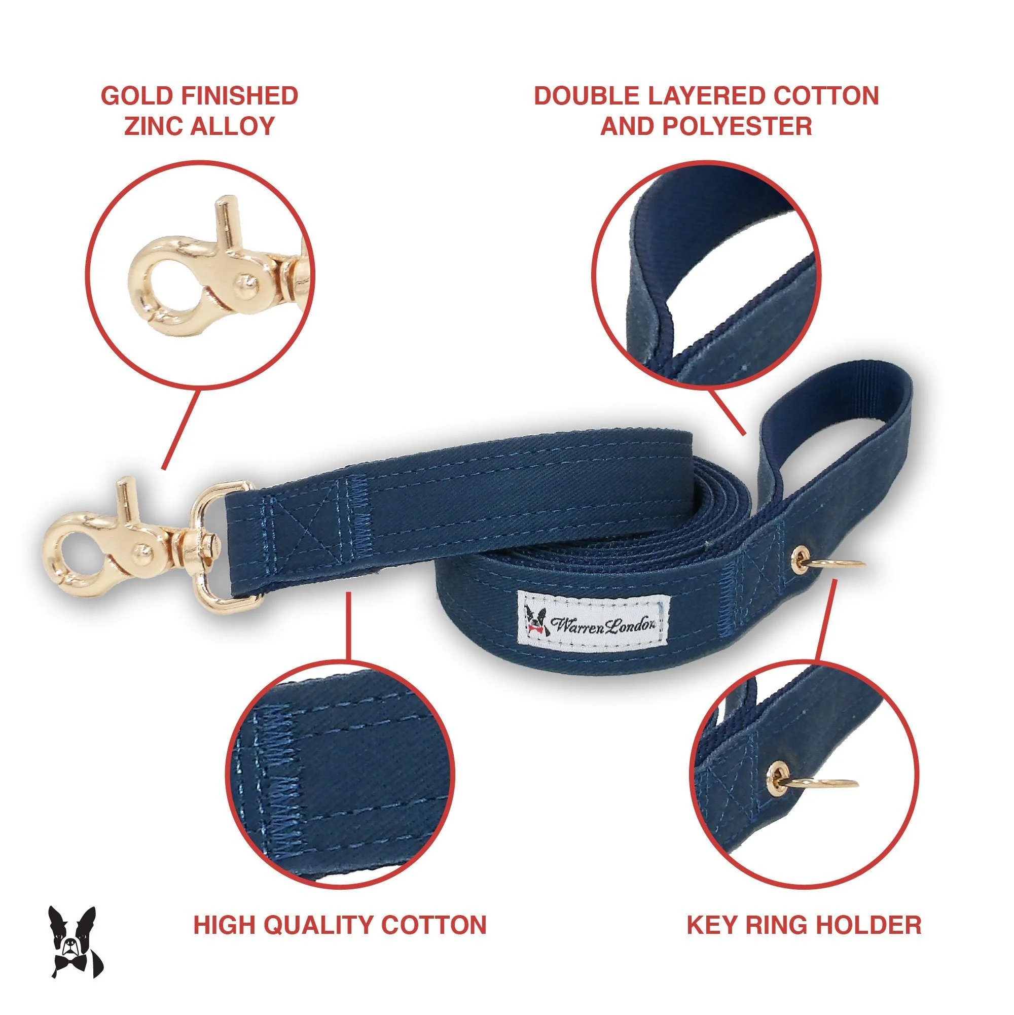 Fabric Dog Leash - Blue - Image 2