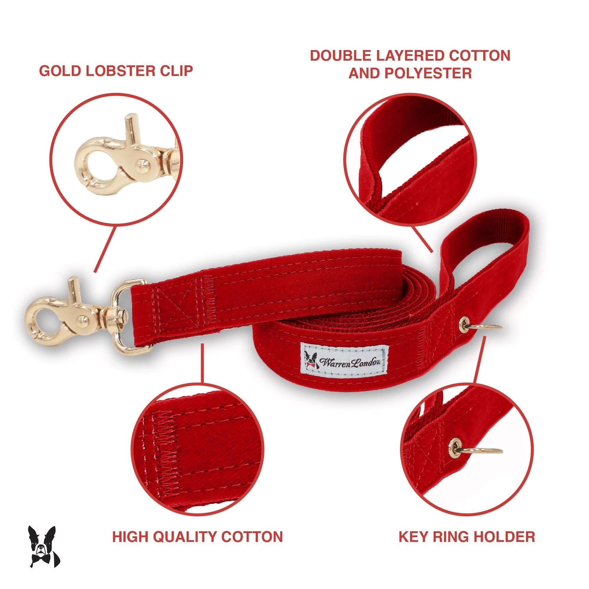 Fabric Dog Leash - Red - Image 2