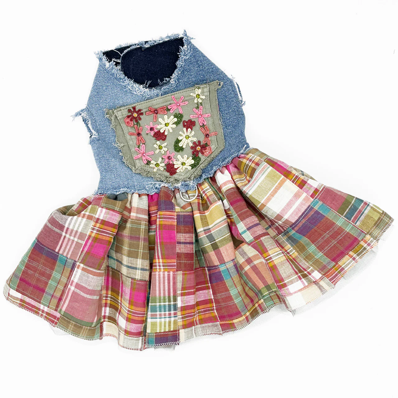 Fall Madras Plaid Dog Harness Dress – Designer Eco-Friendly Dog Clothing - Image 5
