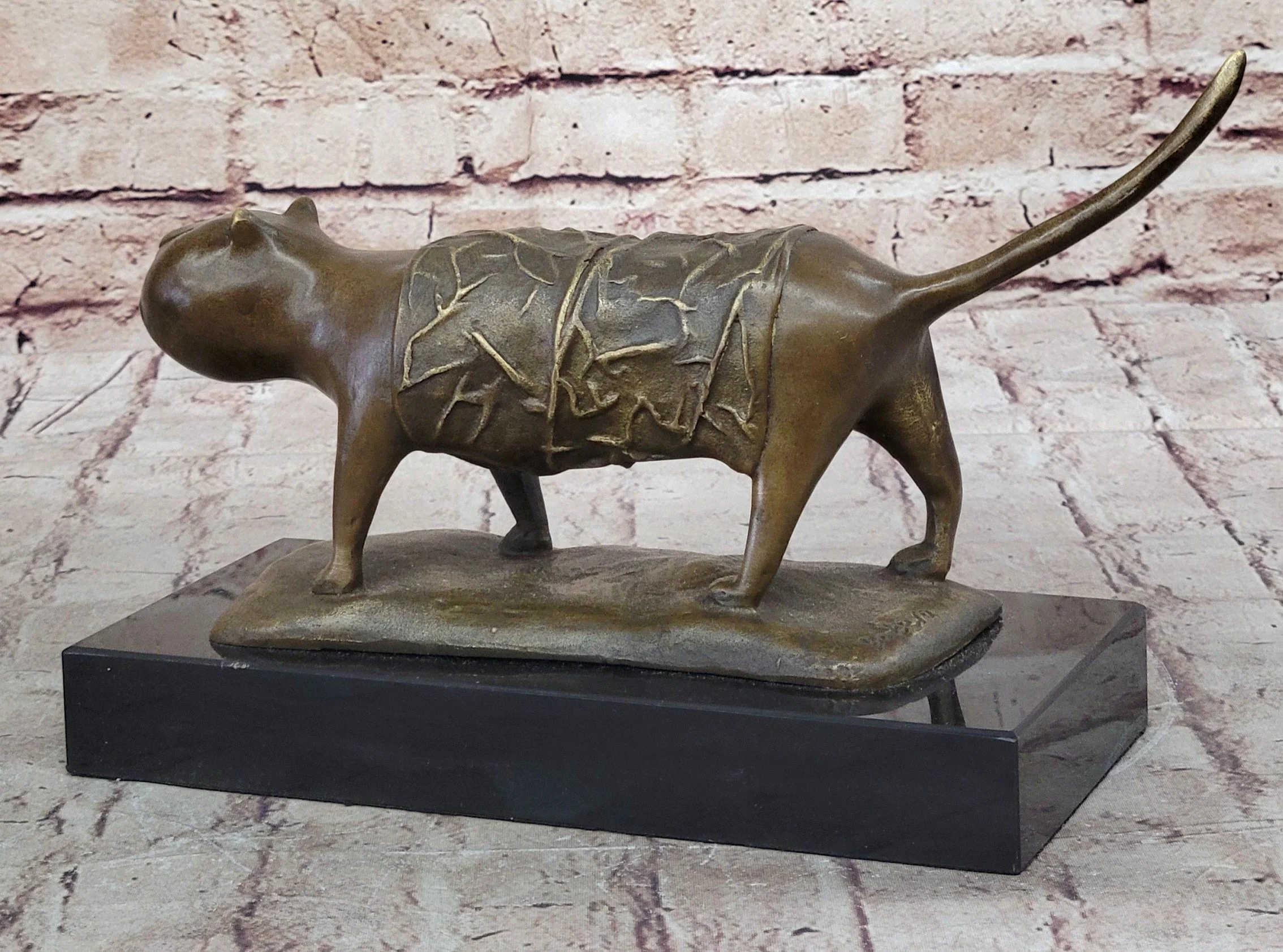 Fernando Botero Skinny Cat Bronze Abstract Modern Art Sculpture Statue Decor 7" x 11" - Image 6