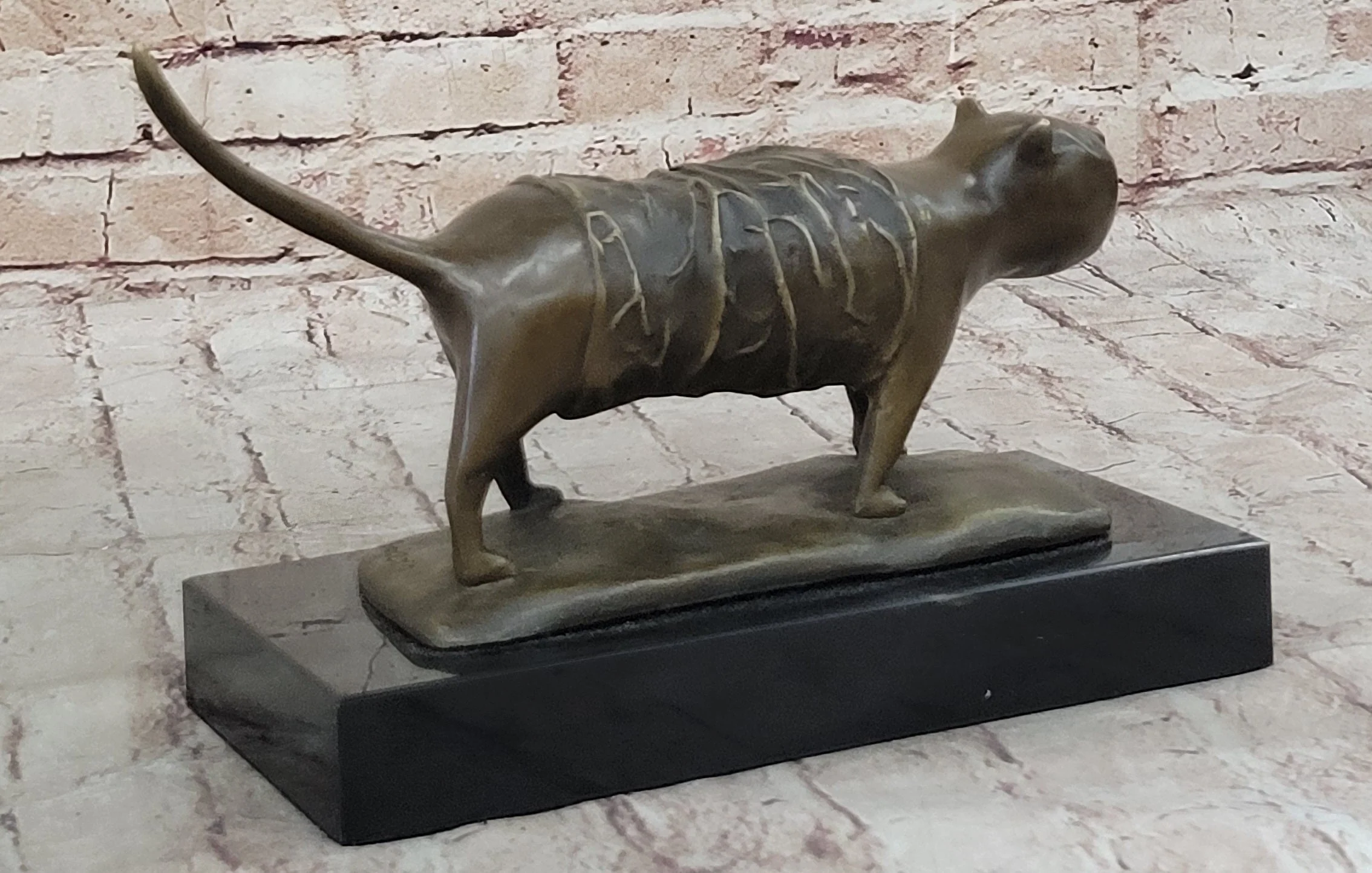 Fernando Botero Skinny Cat Bronze Abstract Modern Art Sculpture Statue Decor 7" x 11" - Image 7