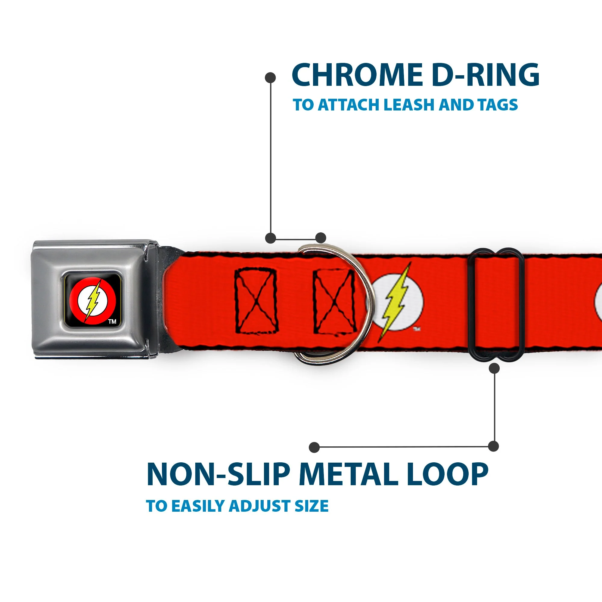 Flash Logo Black Seatbelt Buckle Collar - Flash Logo Red/White/Yellow - Image 5