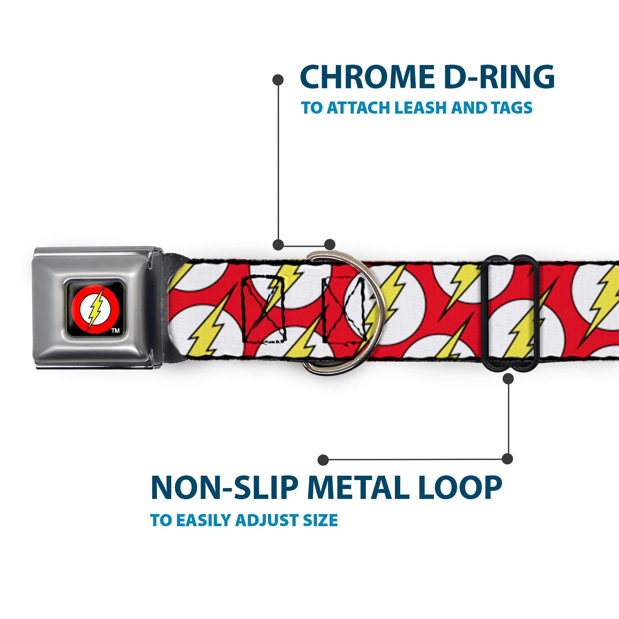 Flash Logo Black Seatbelt Buckle Collar - Flash Logo Scattered Red/White/Yellow - Image 5