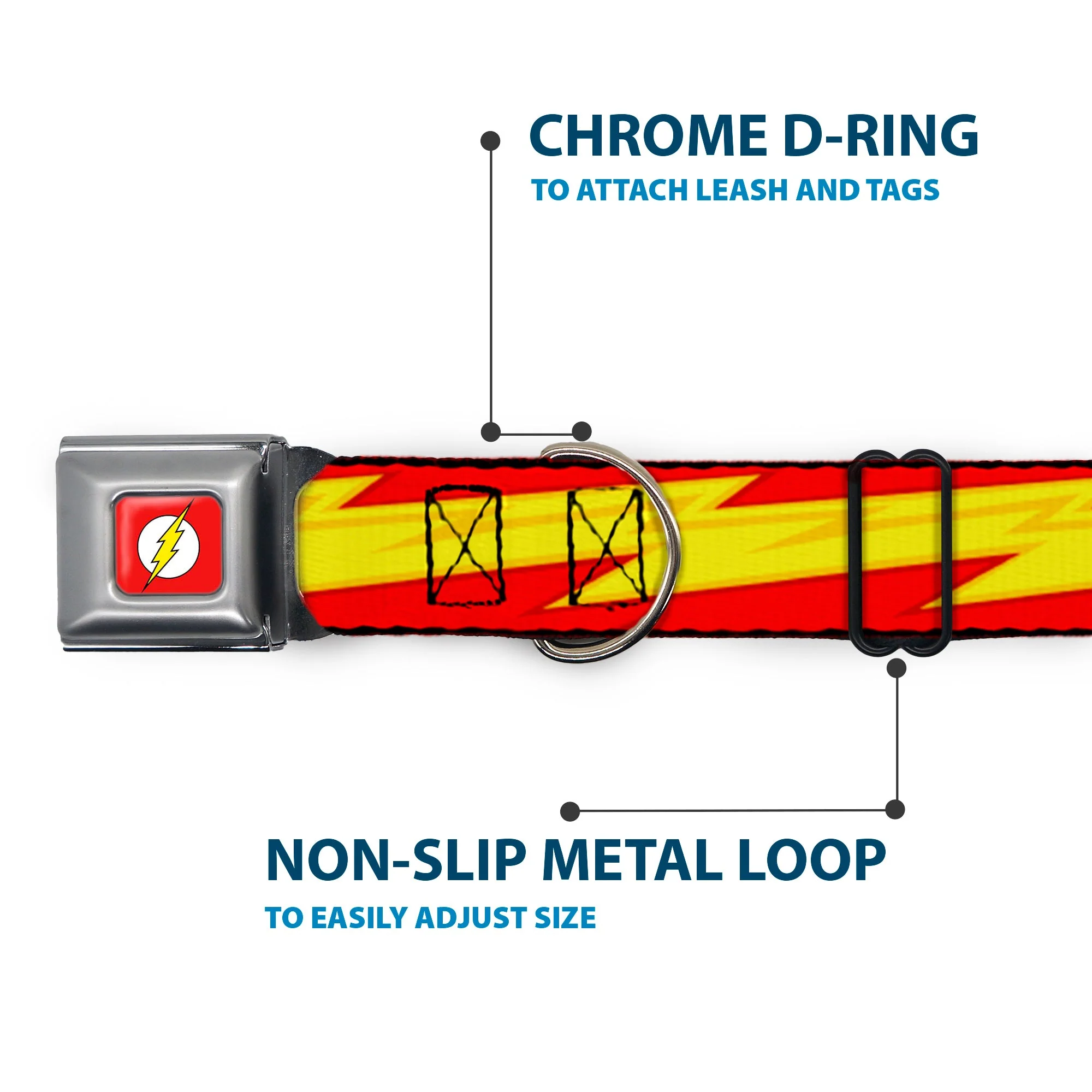 Flash Logo Full Color Red White Yellow Seatbelt Buckle Collar - The Flash Bolt Stripe Reds/Yellows - Image 5