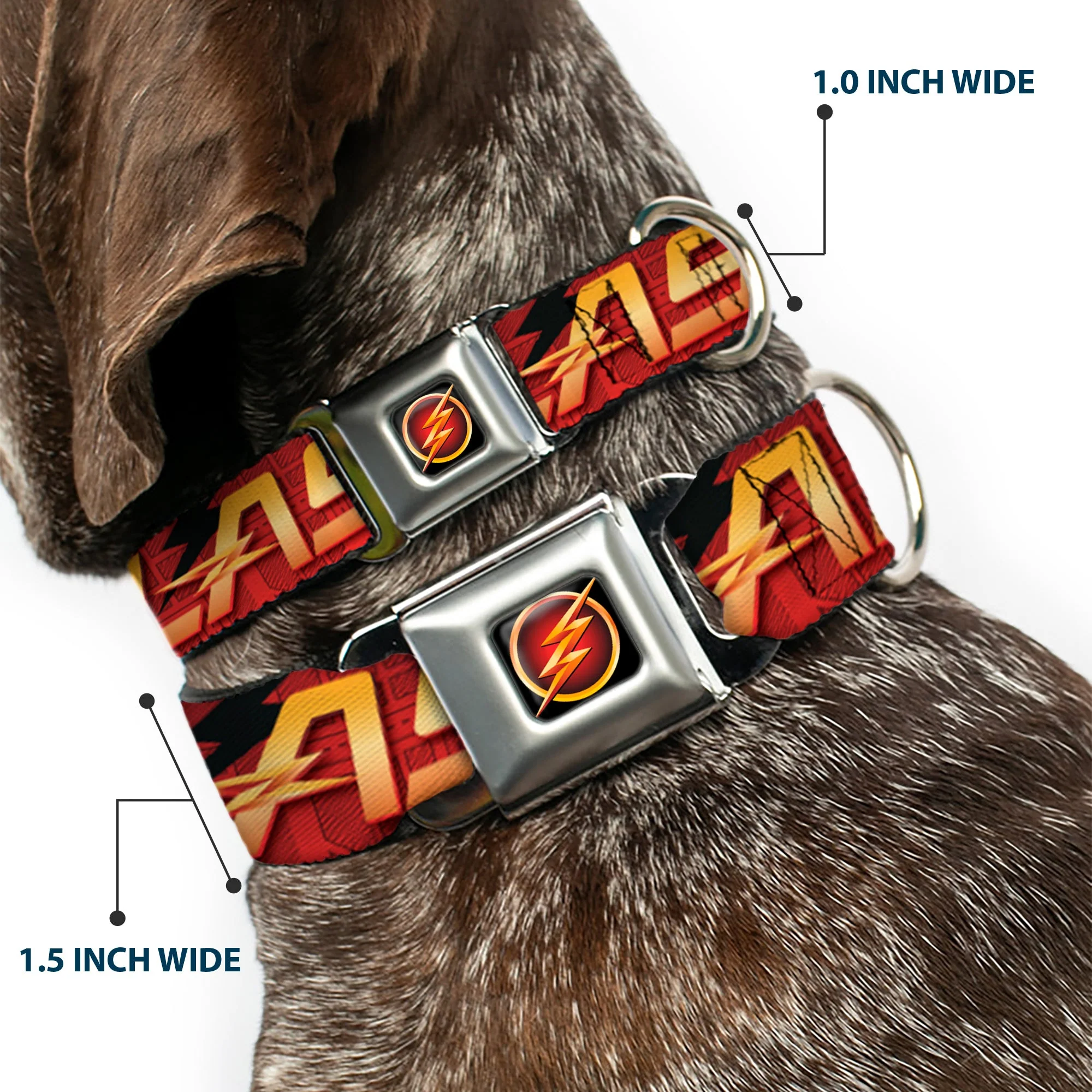 Flash Logo3 Full Color Black Gold Red Seatbelt Buckle Collar - THE FLASH/Logo3/Poses Black/Red/Gold - Image 2