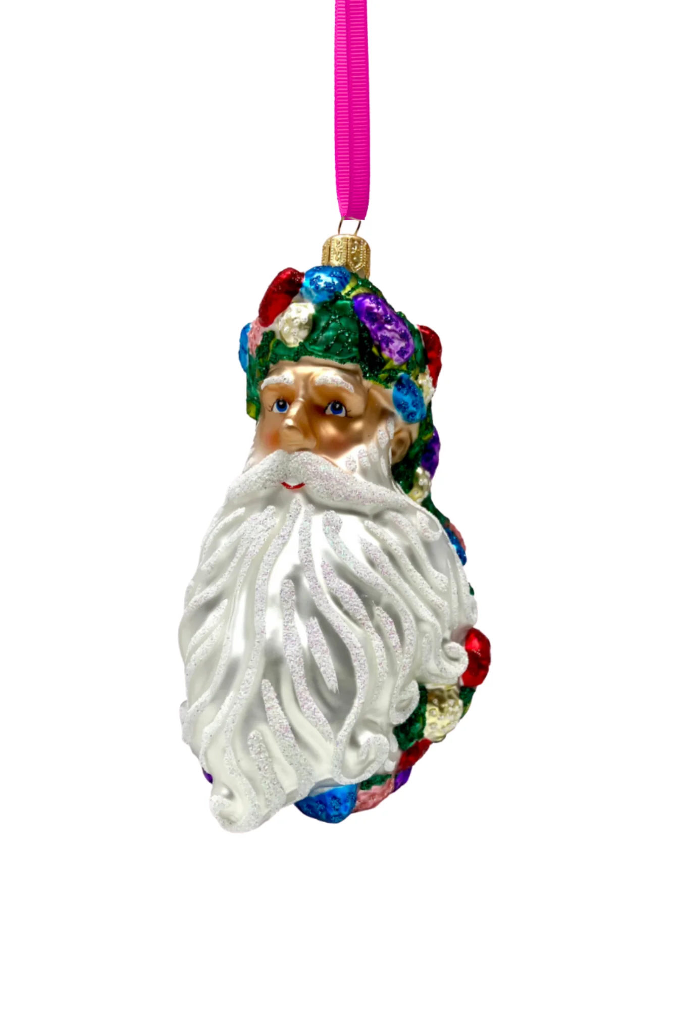 Floral Fetish Santa Head Polish Glass Ornament - Image 2