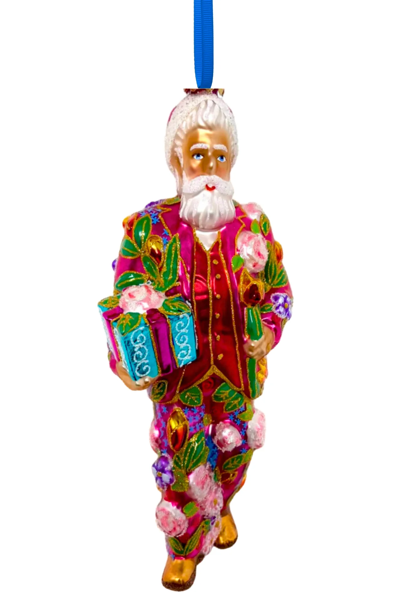 Floral Fetish Santa Polish Glass Ornament - Image 2