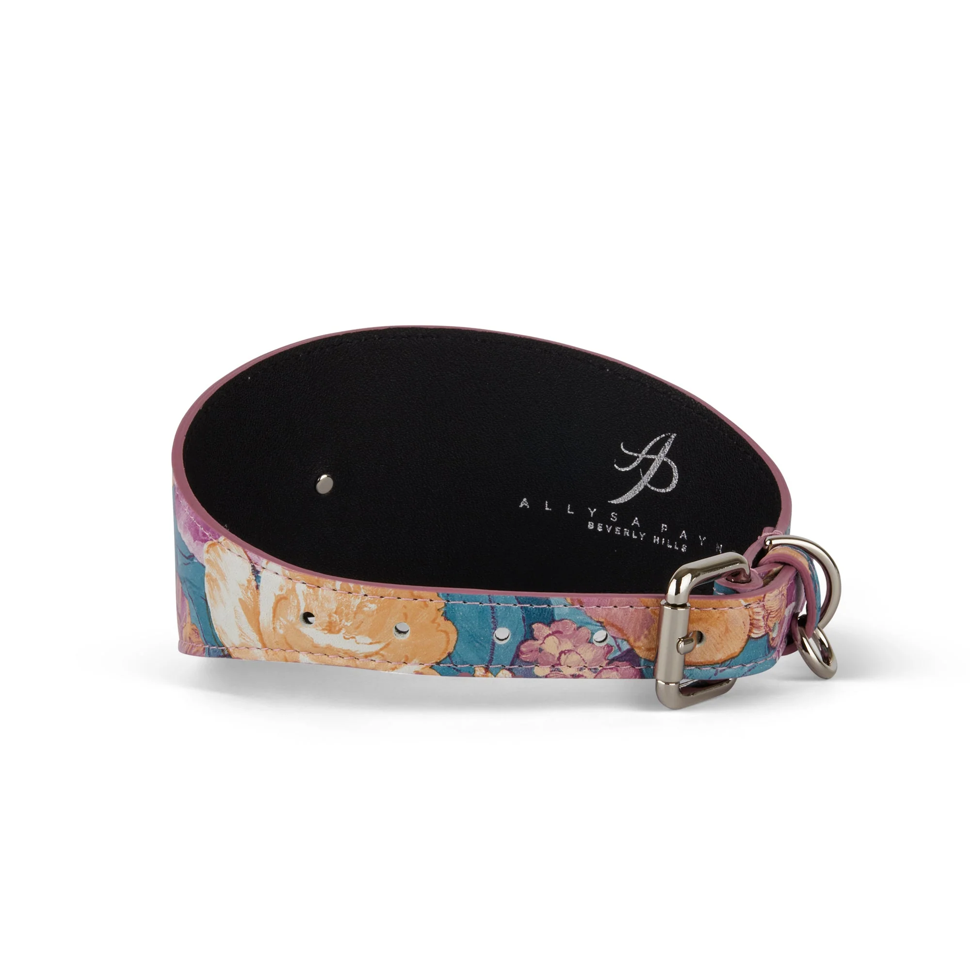 Floral Print Italian Leather 3” Wide Style Collar - Image 3