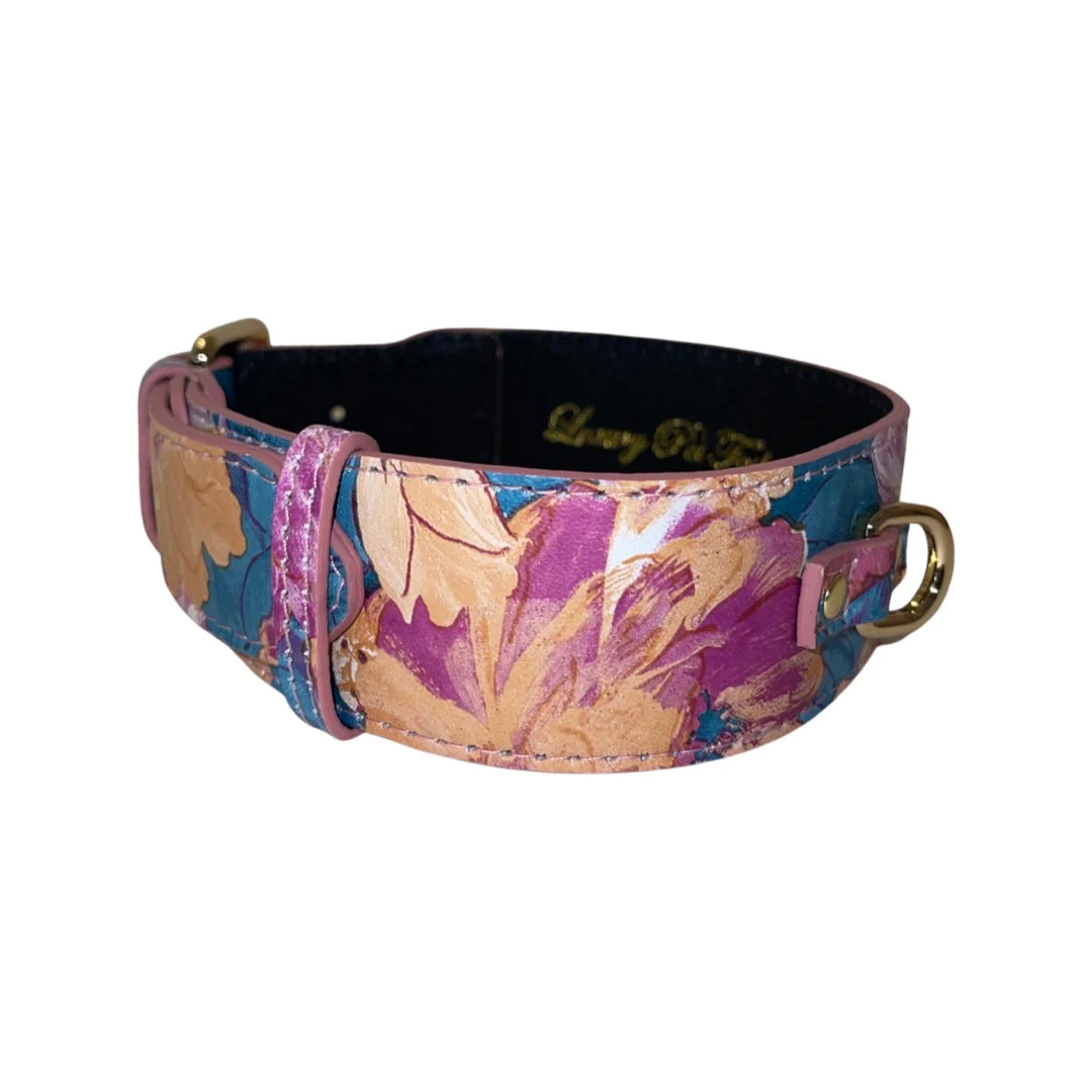 Floral Print Italian Leather Classic Collar - Image 2