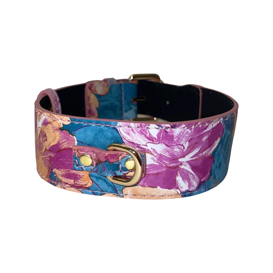 Floral Print Italian Leather Classic Collar - Image 3