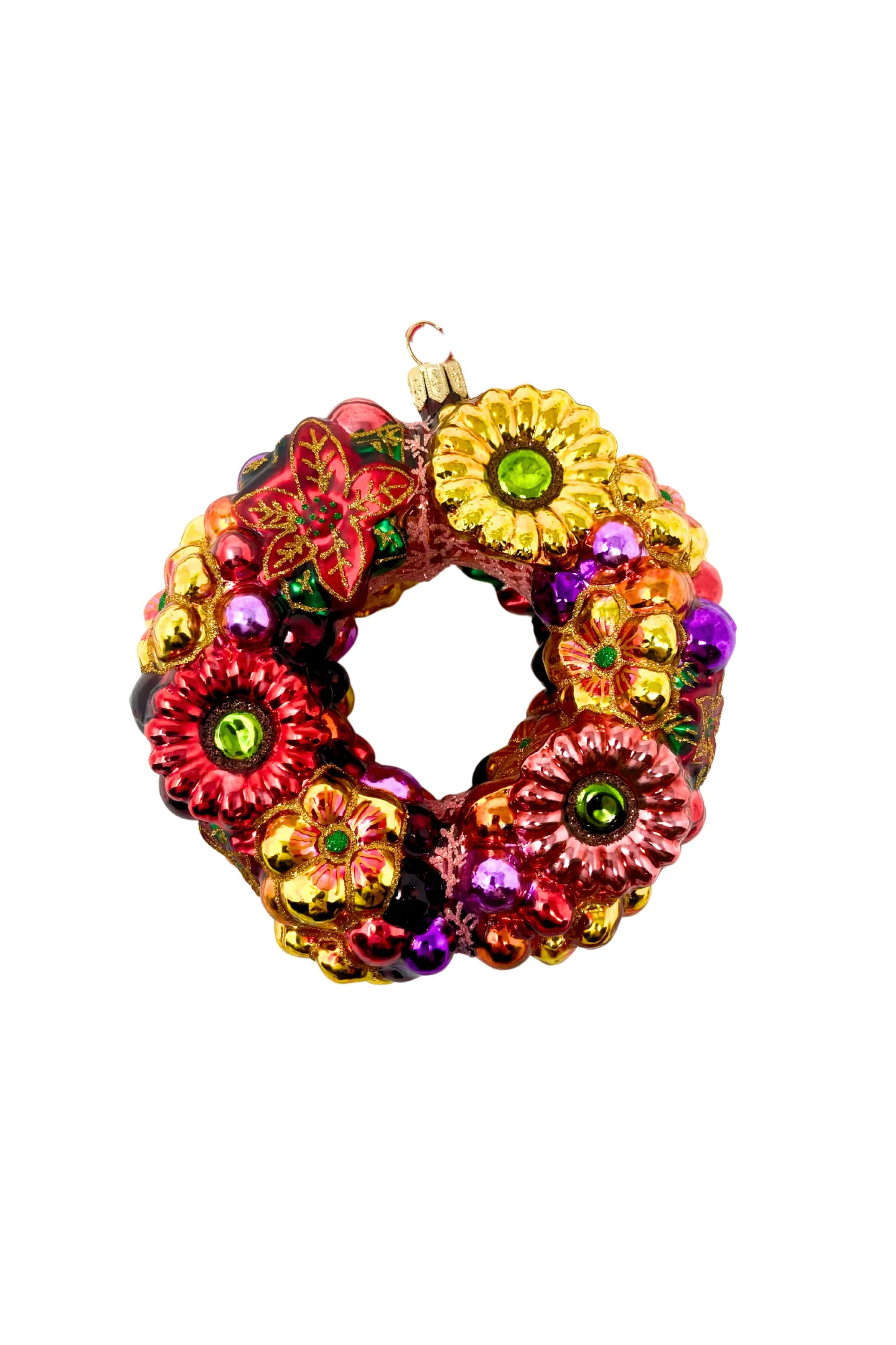 Floral Wreath Polish Glass Ornament - Image 2