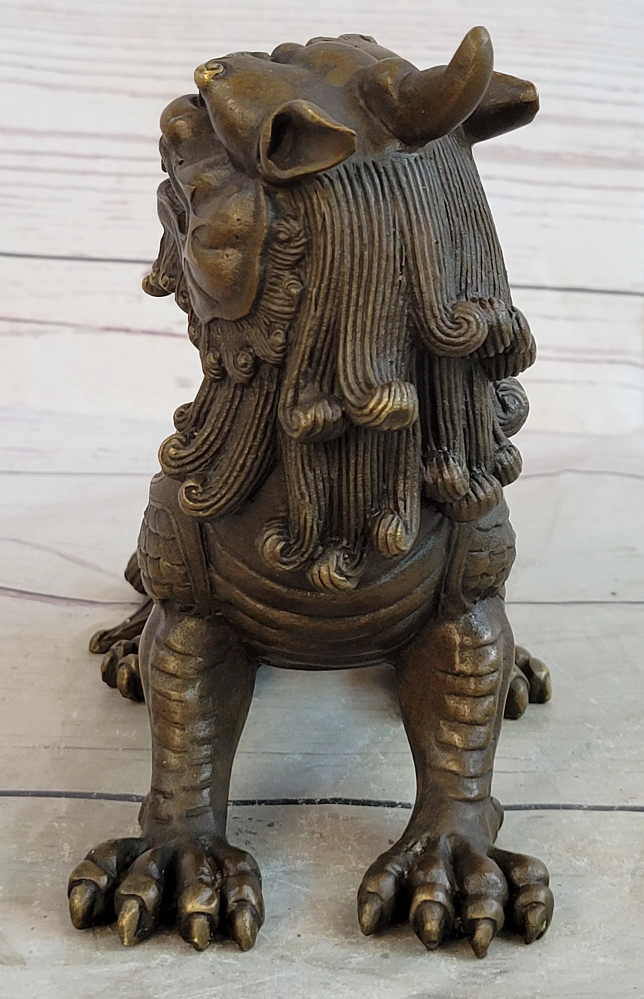 Folk Chinese Bronze Evil Talisman Guardian Door Lion Fu Foo Dog Statue Sale Gift - Image 5