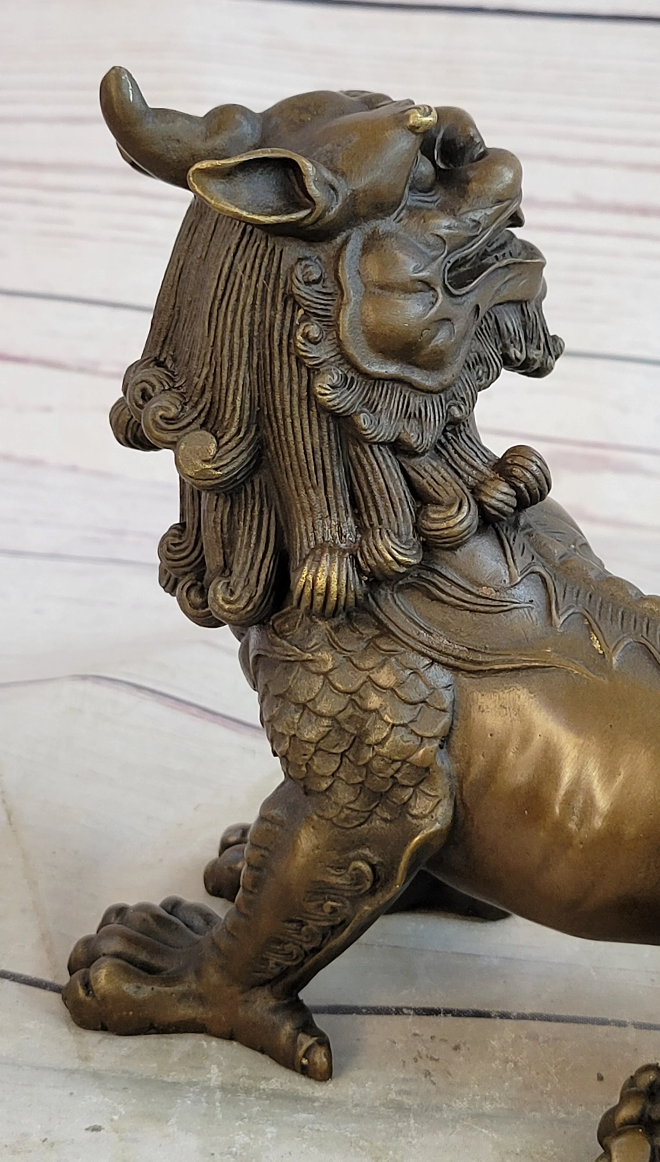 Folk Chinese Bronze Evil Talisman Guardian Door Lion Fu Foo Dog Statue Sale Gift - Image 8