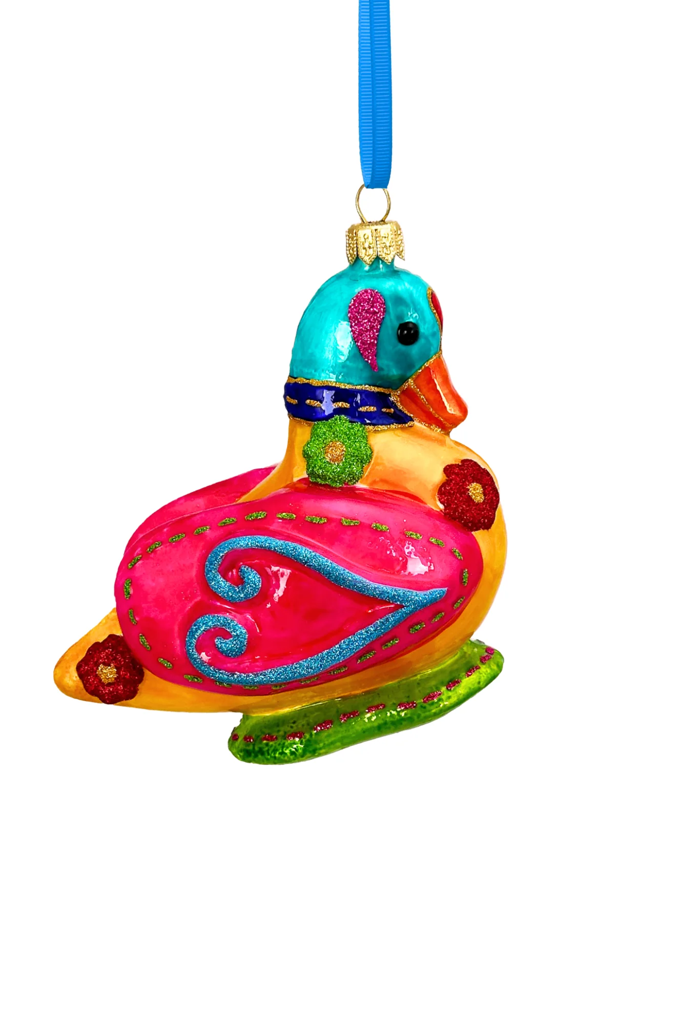 Folk Duck Polish Glass Ornament - Image 2