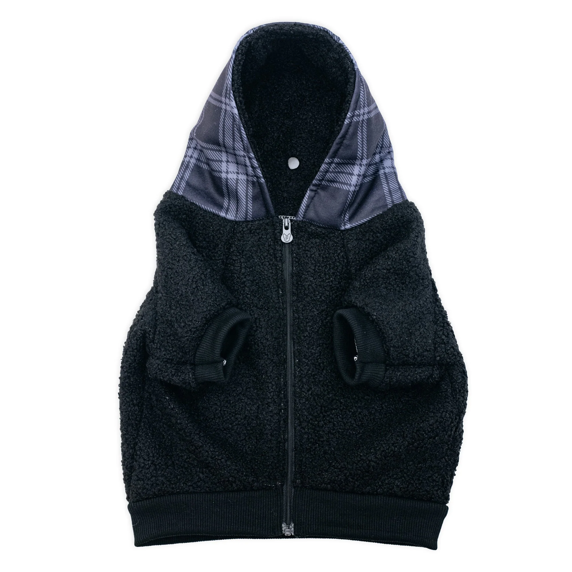 Frenchie Dog Hoodie - Black Plaid - Image 3