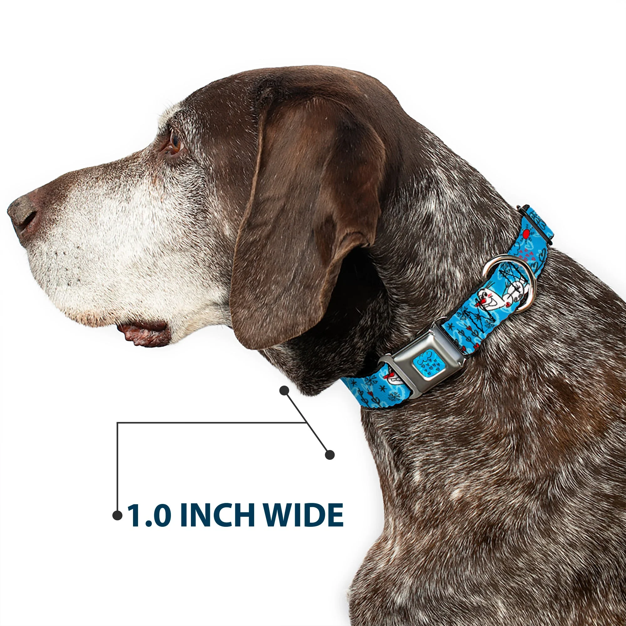 Frozen Cloud/Heart Raindrop Sketch Full Color Blues/Black Seatbelt Buckle Collar - Olaf Heart Raindrop Sketch Blues/Black - Image 6