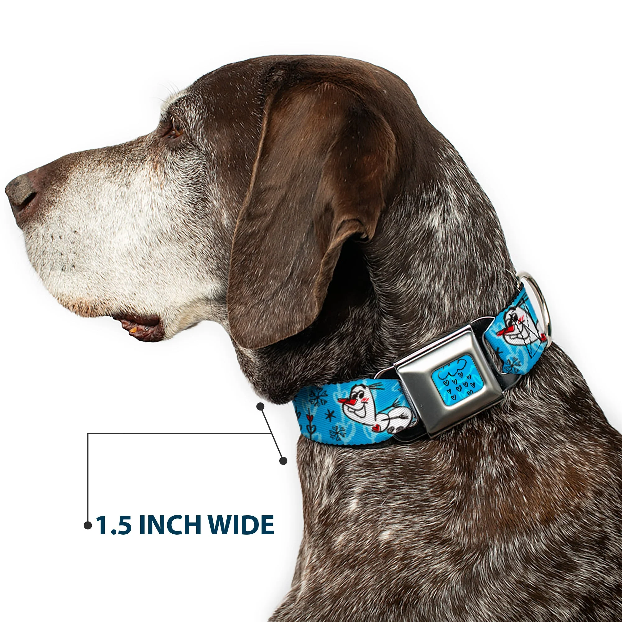 Frozen Cloud/Heart Raindrop Sketch Full Color Blues/Black Seatbelt Buckle Collar - Olaf Heart Raindrop Sketch Blues/Black - Image 7