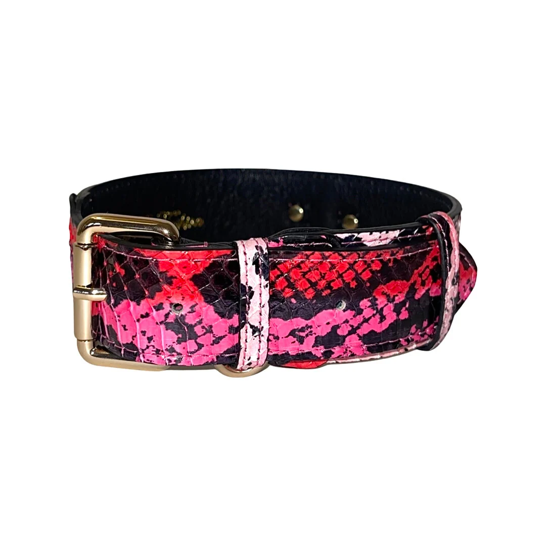 Fuchsia/Light Pink/Red & Black Snake Classic Collar - Image 5