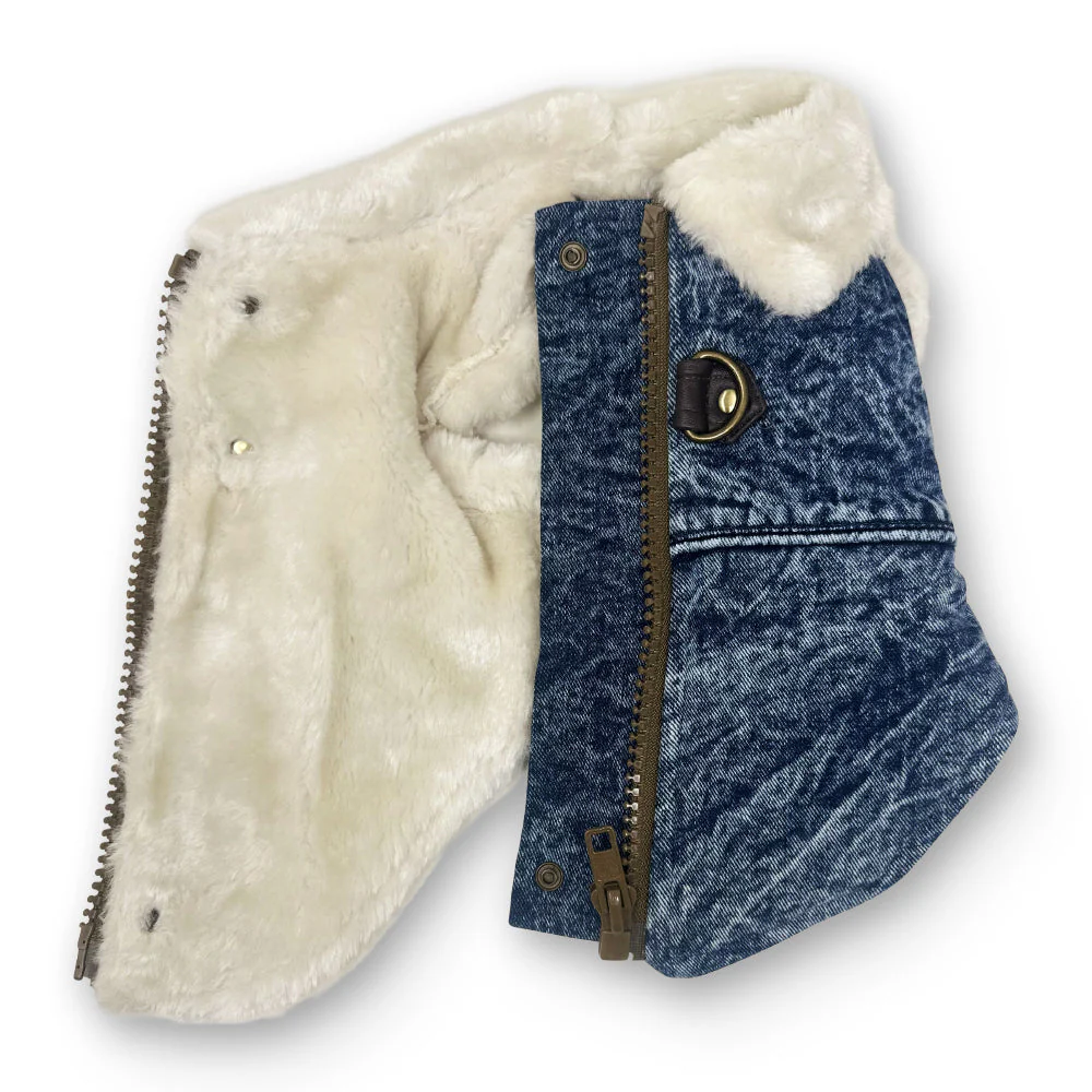 Furry Runner Coat Denim - Image 10