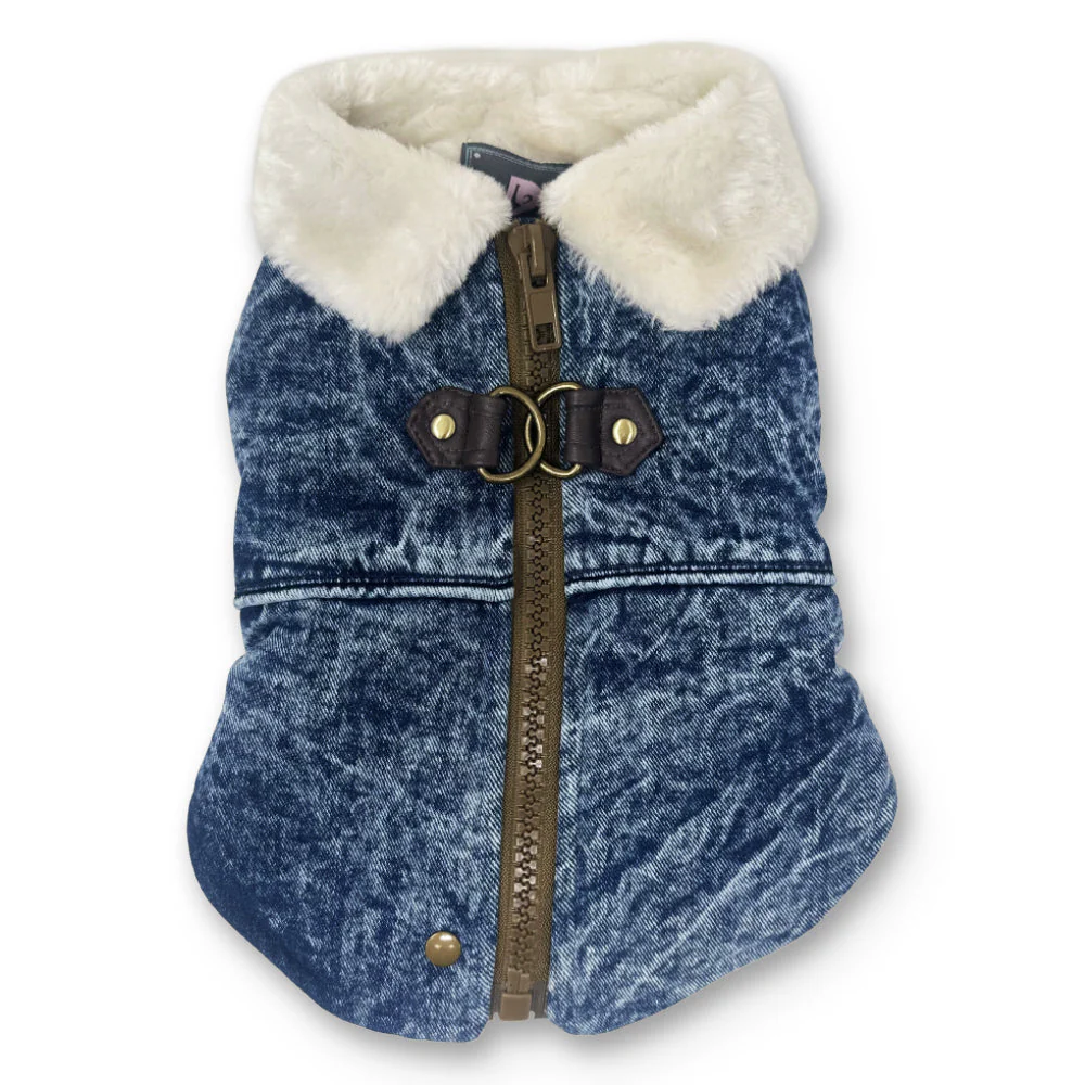 Furry Runner Coat Denim - Image 2
