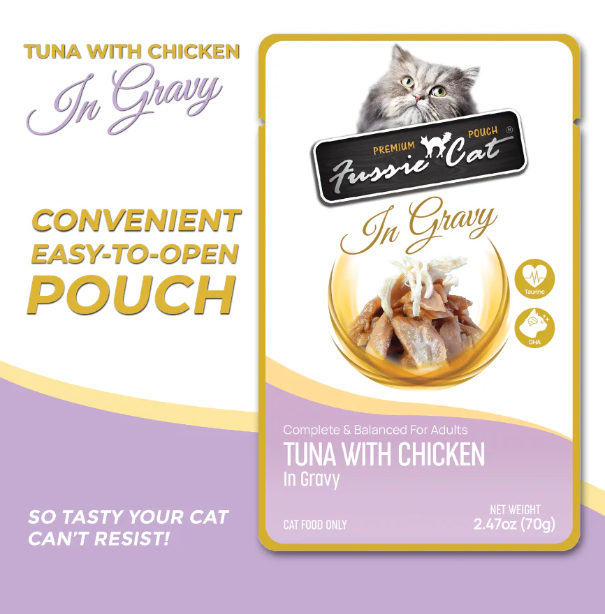 Fussie Cat Pouch - Tuna with Chicken in Gravy (2.47oz) - Image 2