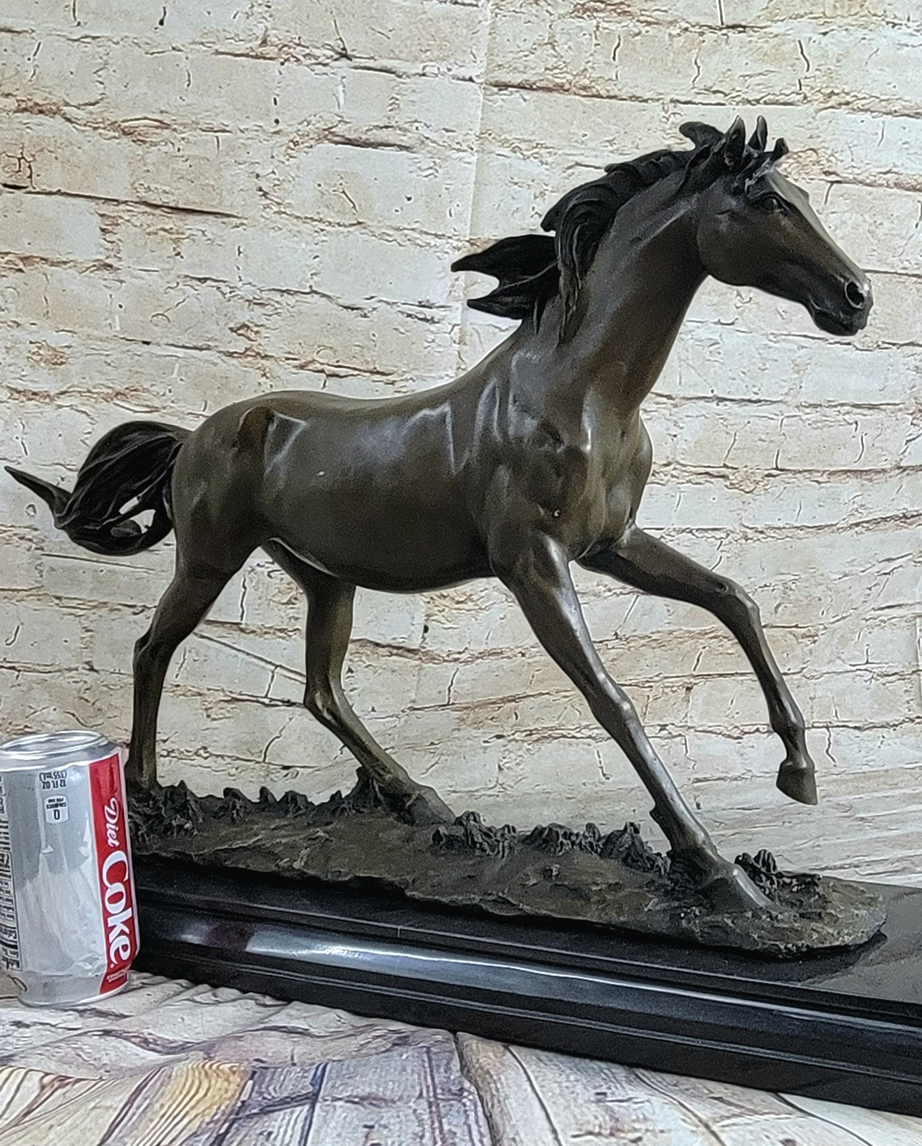 Galloping Stallion Horse Bronze Statue Sculpture Figure PJ Mene Marble Base 15" x 24" - Image 2