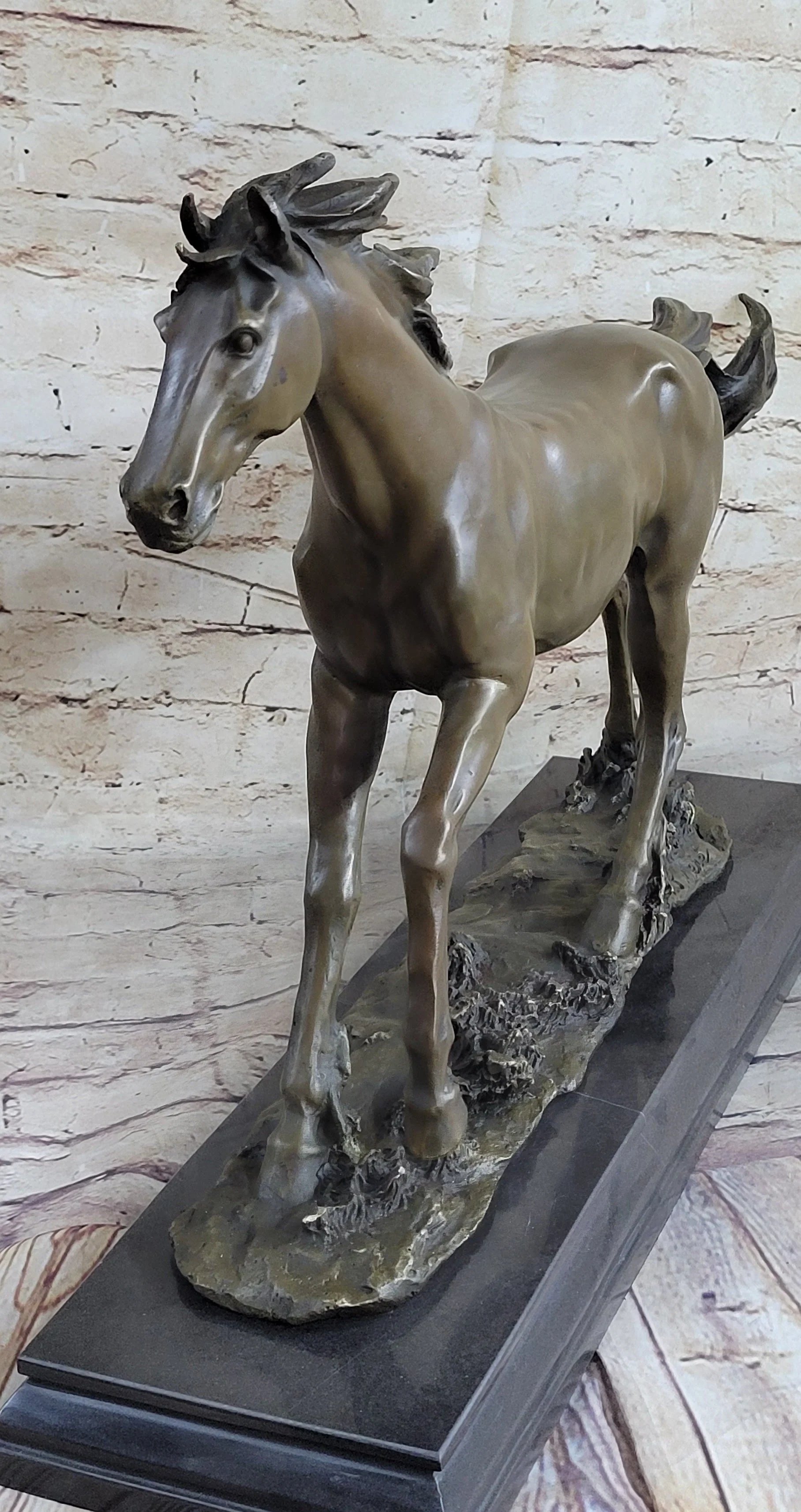 Galloping Stallion Horse Bronze Statue Sculpture Figure PJ Mene Marble Base 15" x 24" - Image 8