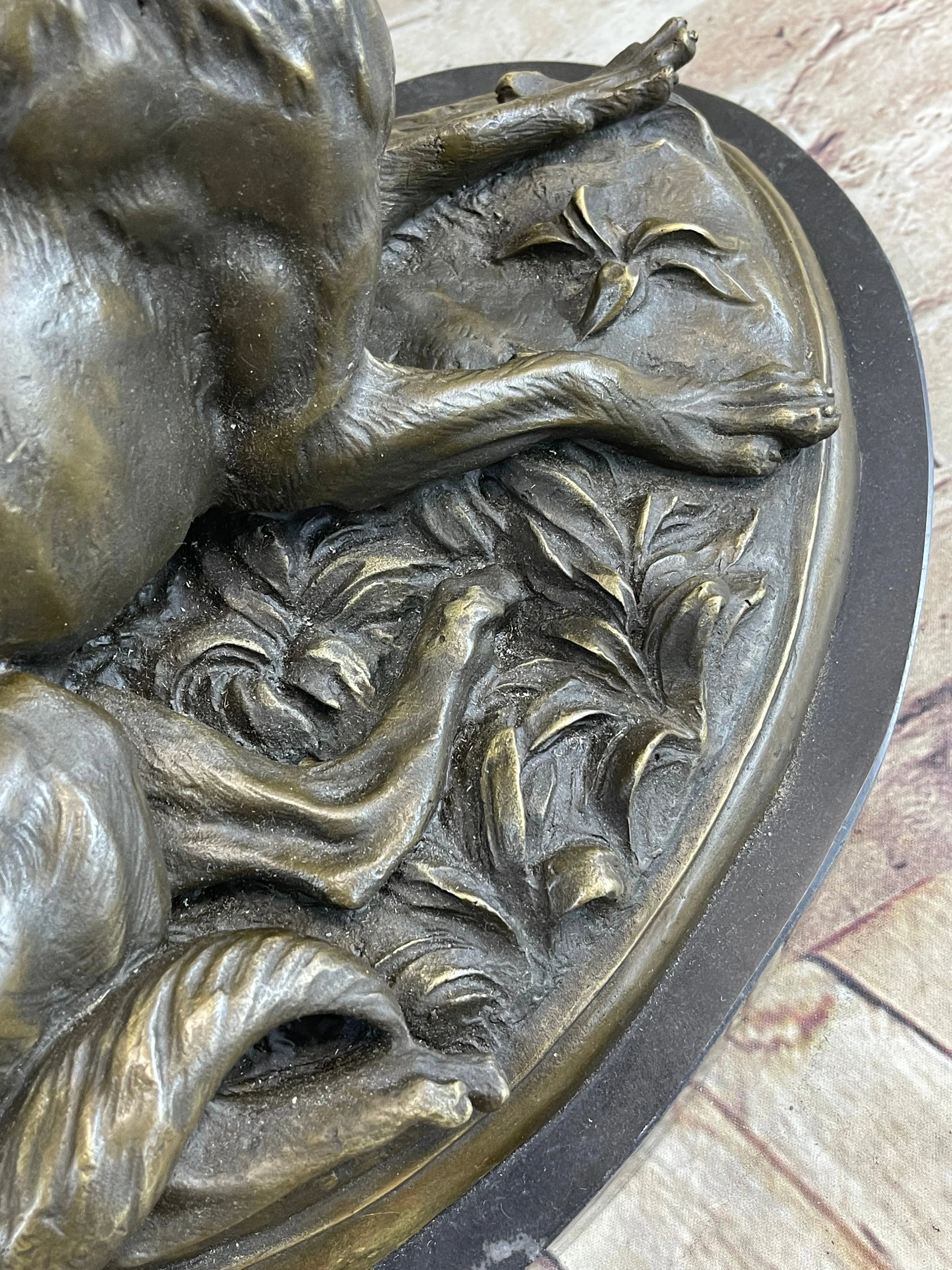 German Shepherd Dog Canine Bronze Art Sculpture Statue on Marble Base - Image 9