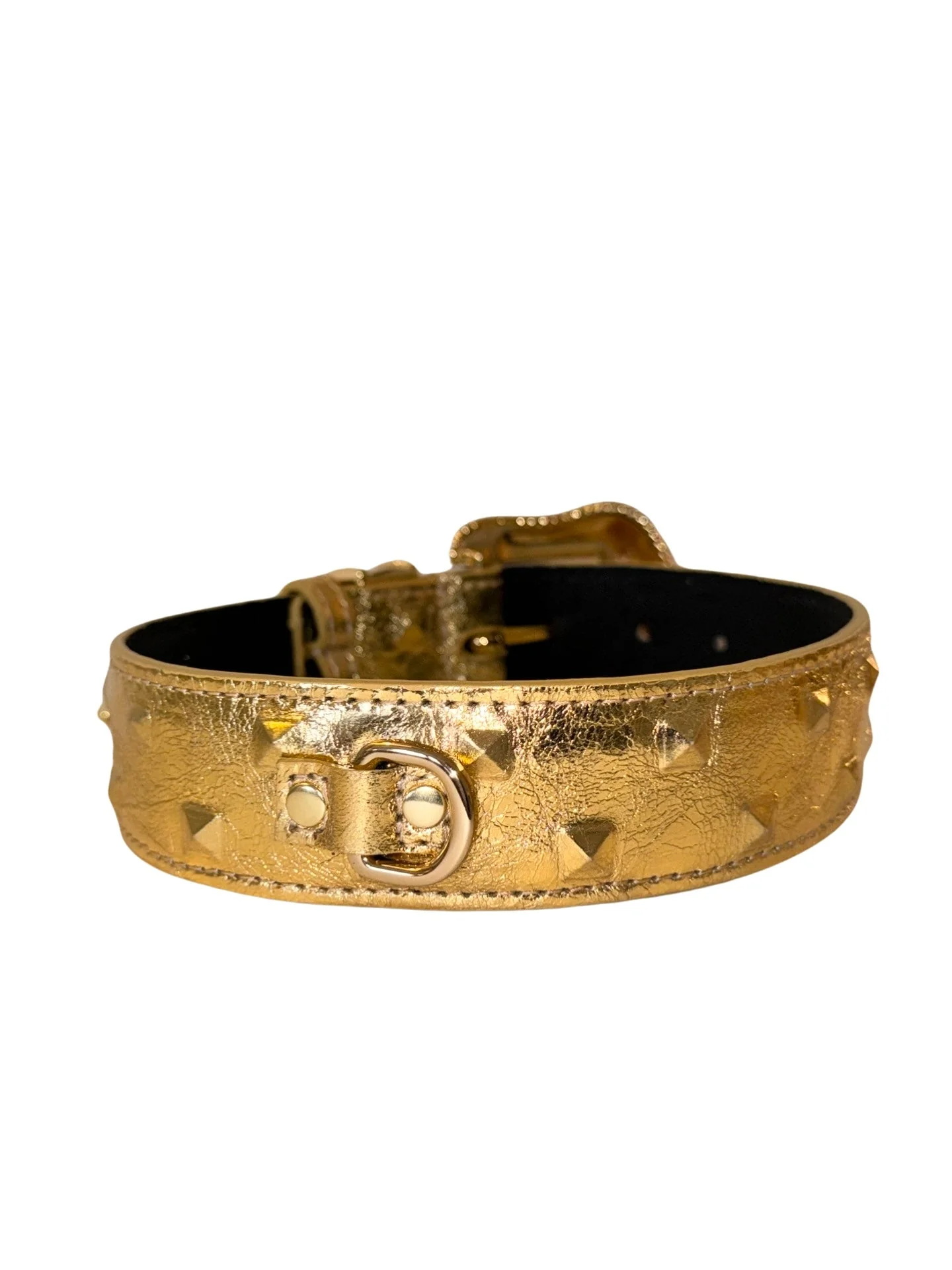 Glam Gold Embossed Studded Italian Leather With Our Custom Swarovski Crystal Buckle - Image 3