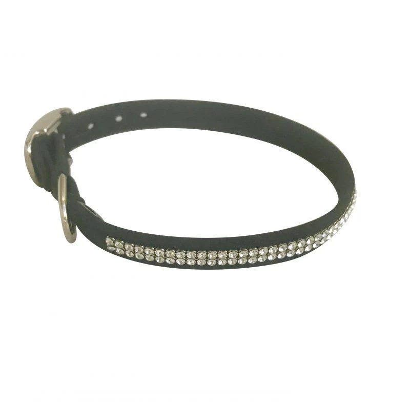 Glamour Girl Ultrasuede Collar w/ Swarovski Crystal, Black - Image 2