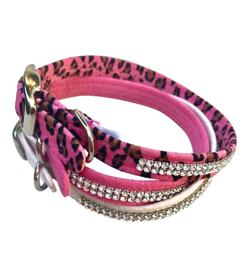 Glamour Girl Ultrasuede Collar w/ Swarovski Crystal, Pink Cheetah - Image 2
