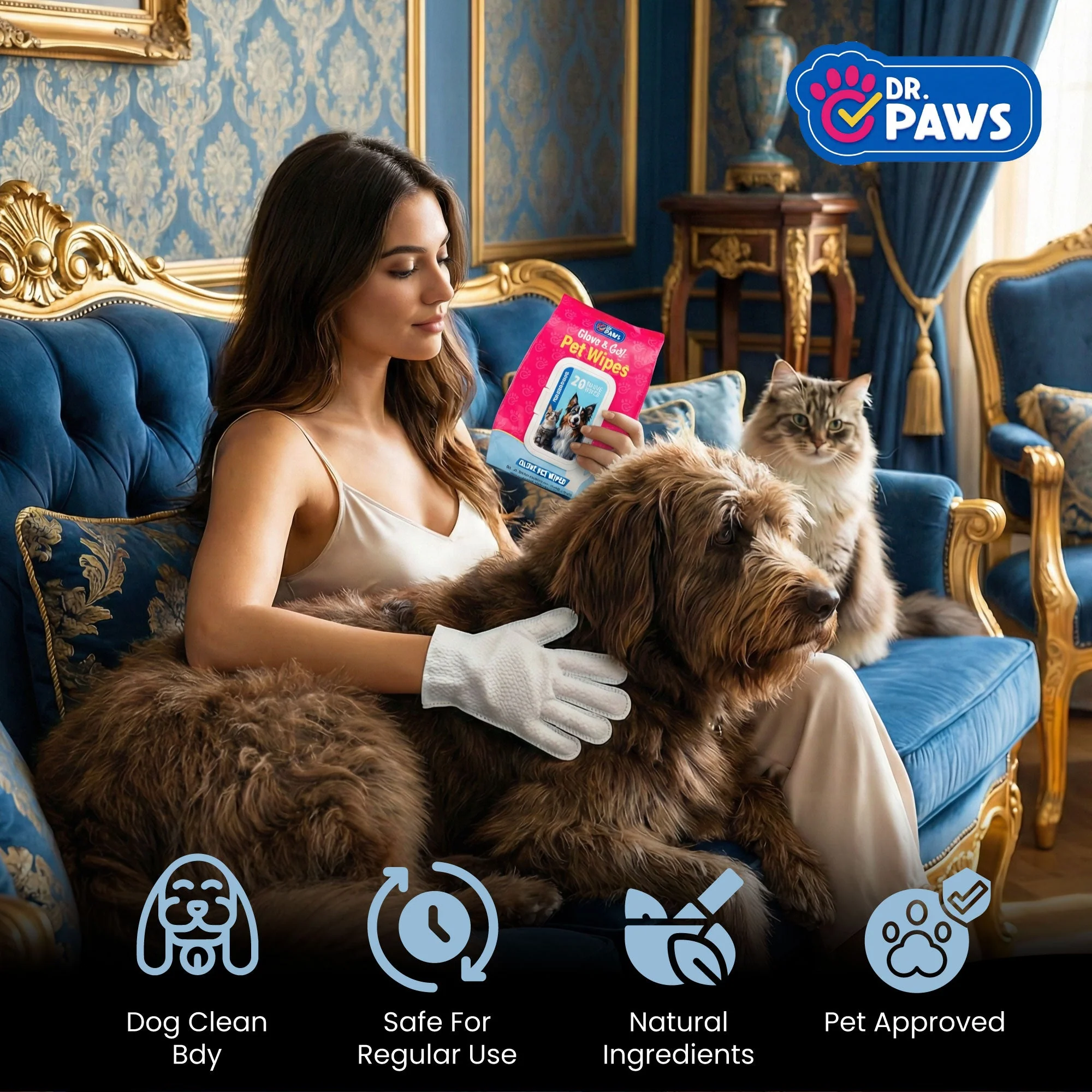 Glove & Go! Glove Grooming Wipes for Dogs & Cats (20 Count) - Image 5