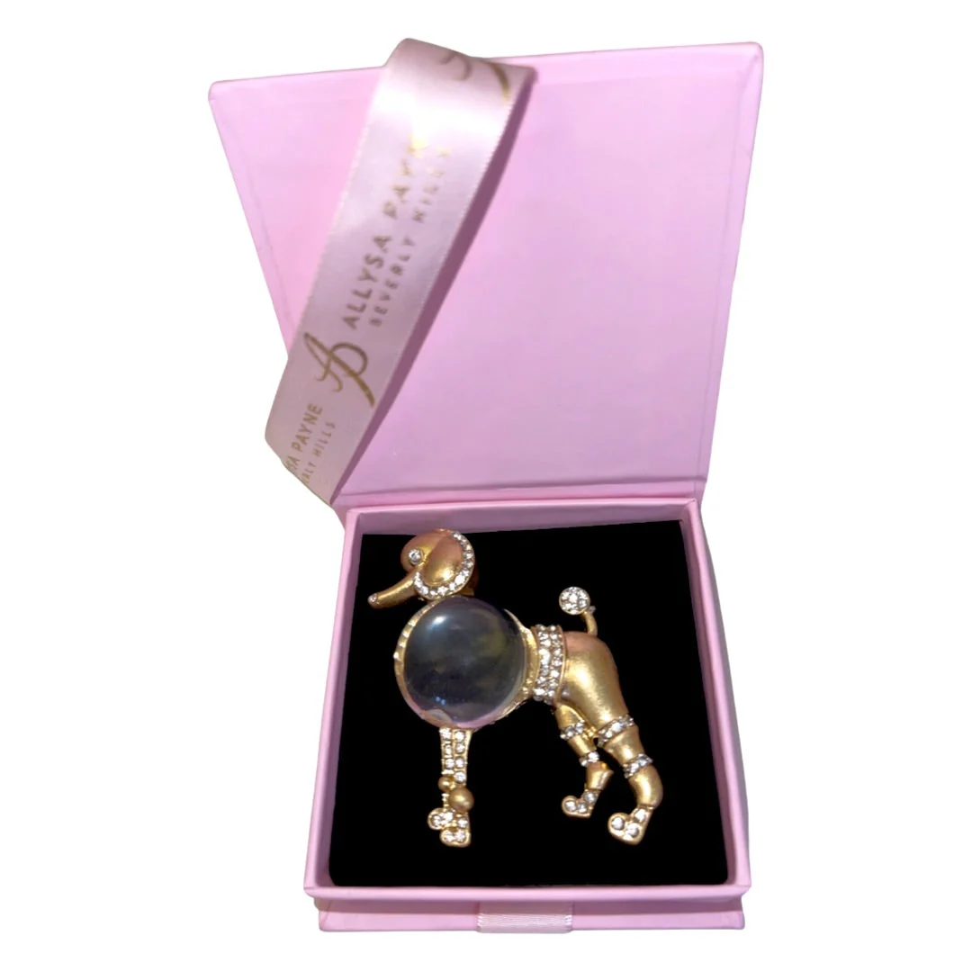Gold Clear Body Poodle Crystal Brooch - Image 3