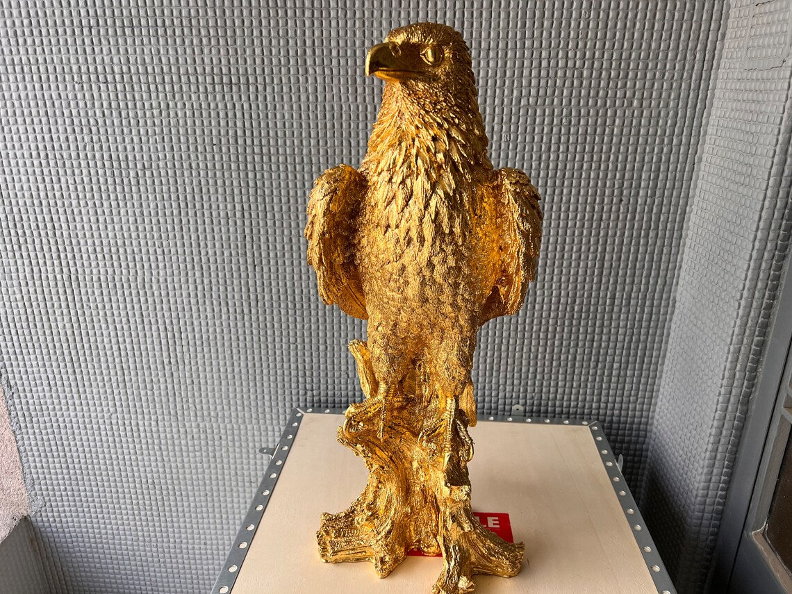Gold Eagle on Perch Statue - Image 4