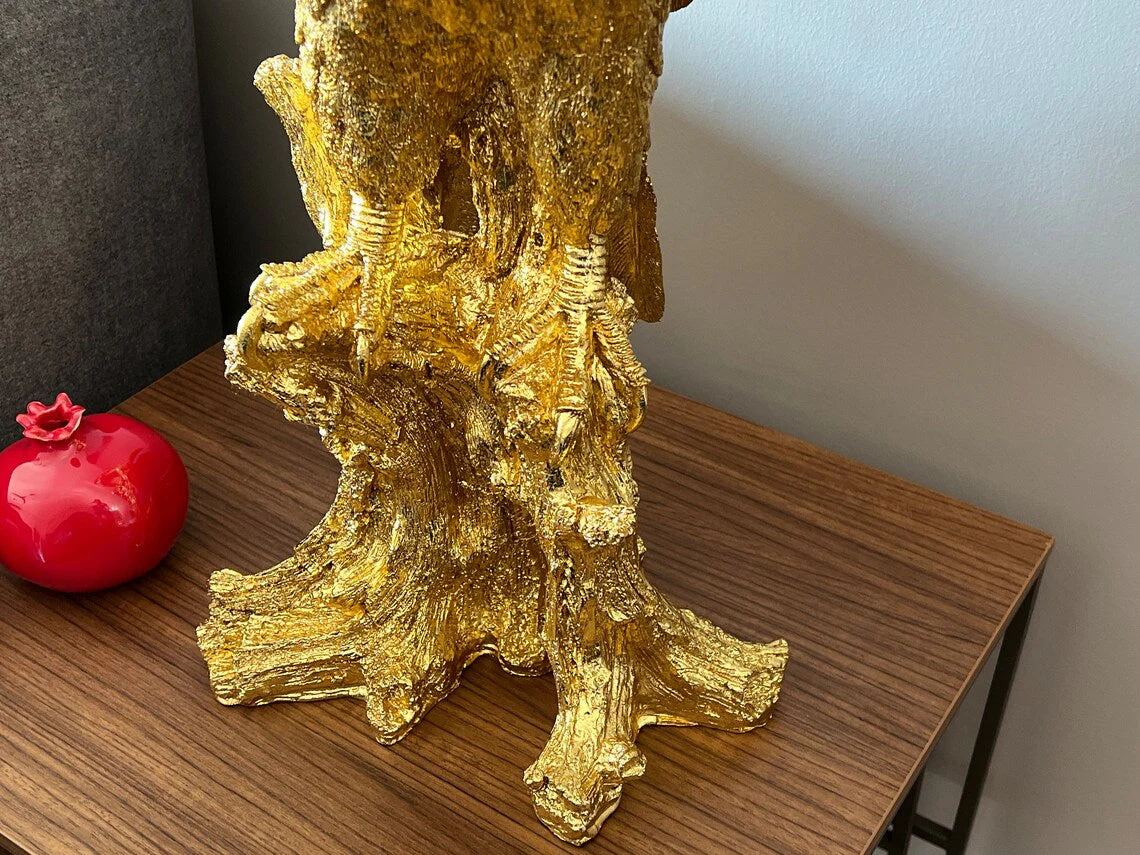 Gold Eagle on Perch Statue - Image 7